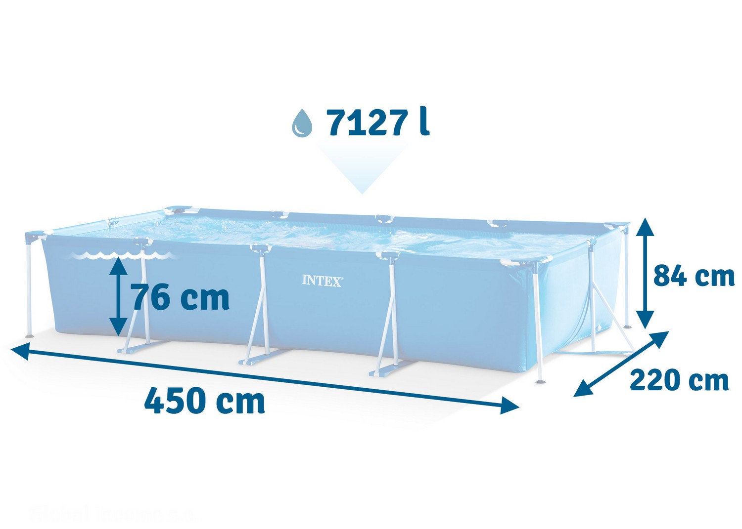450 cm × 220 cm × 84 cm strypuotas sodo baseinas INTEX 28273
