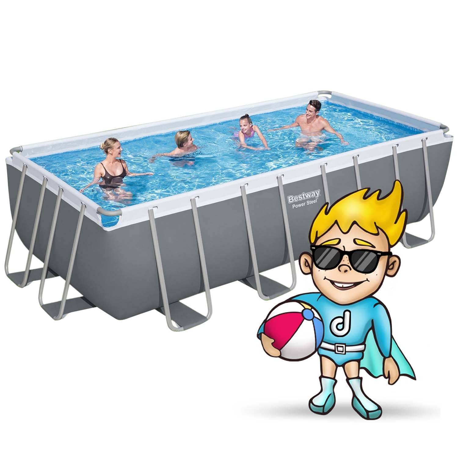 Stiklinis lauko baseinas 488 x 244 x 122 cm 17w1 Bestway 56670