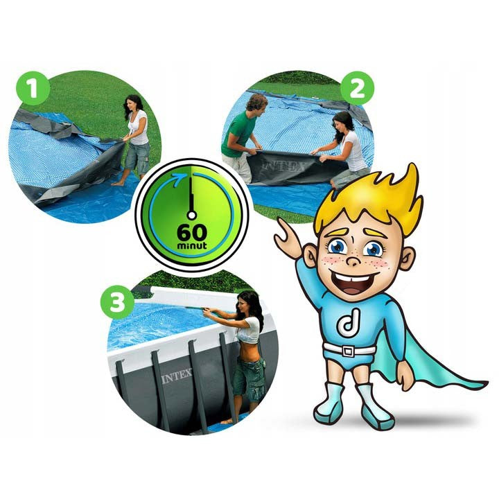 549 x 274 x 132 cm 21v1 INTEX 26356 karkasinis baseinas + nemokamas ratas