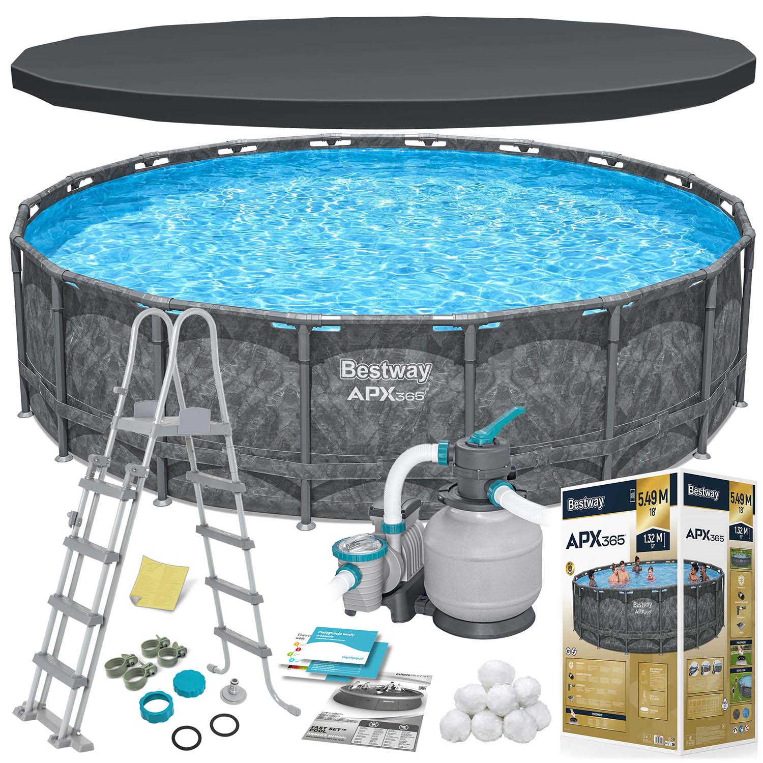 549 x 132 cm 11w1 Bestway 561KC stogo baseinas