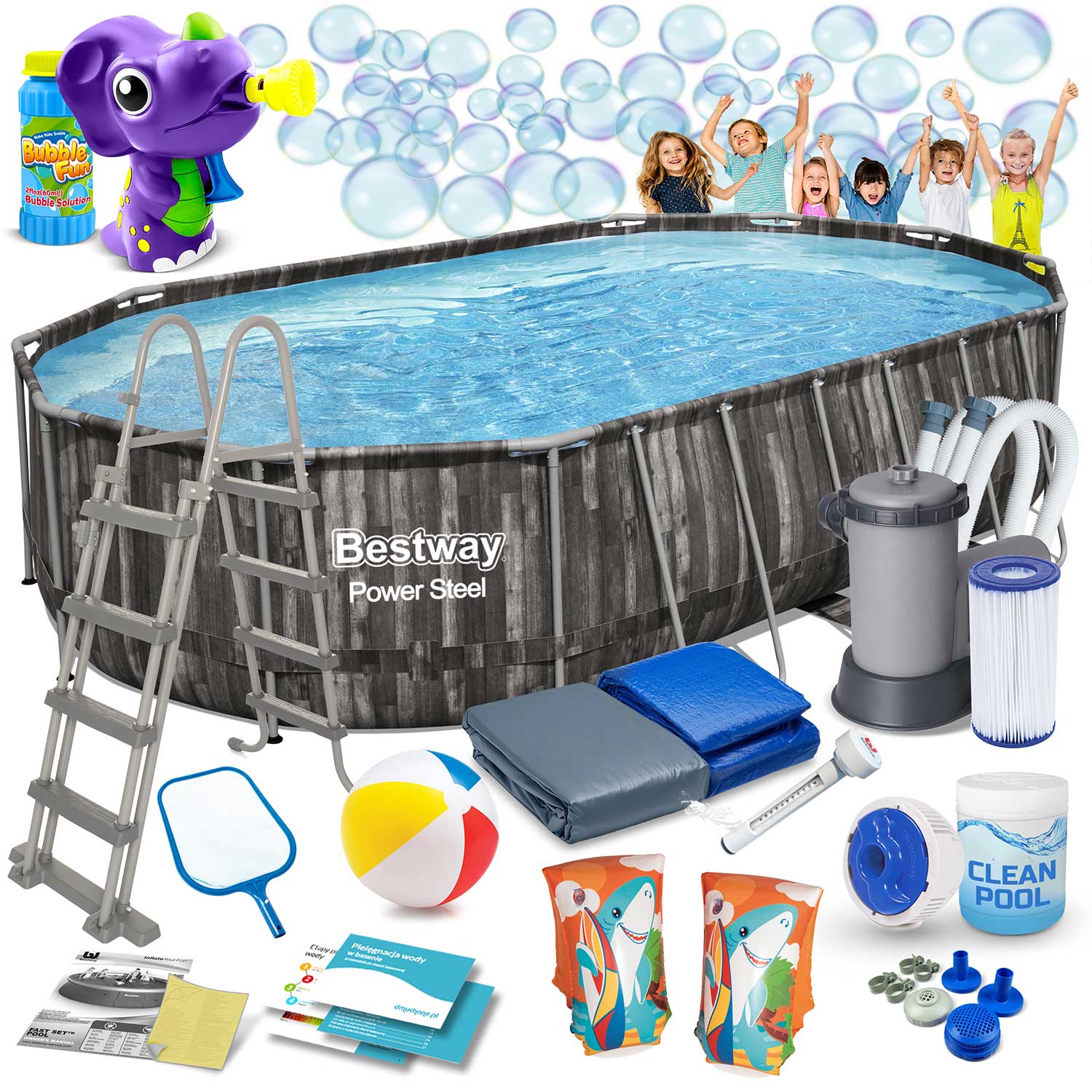 610 x 366 x 122 cm 18w1 Bestway 5611R stogo baseinas