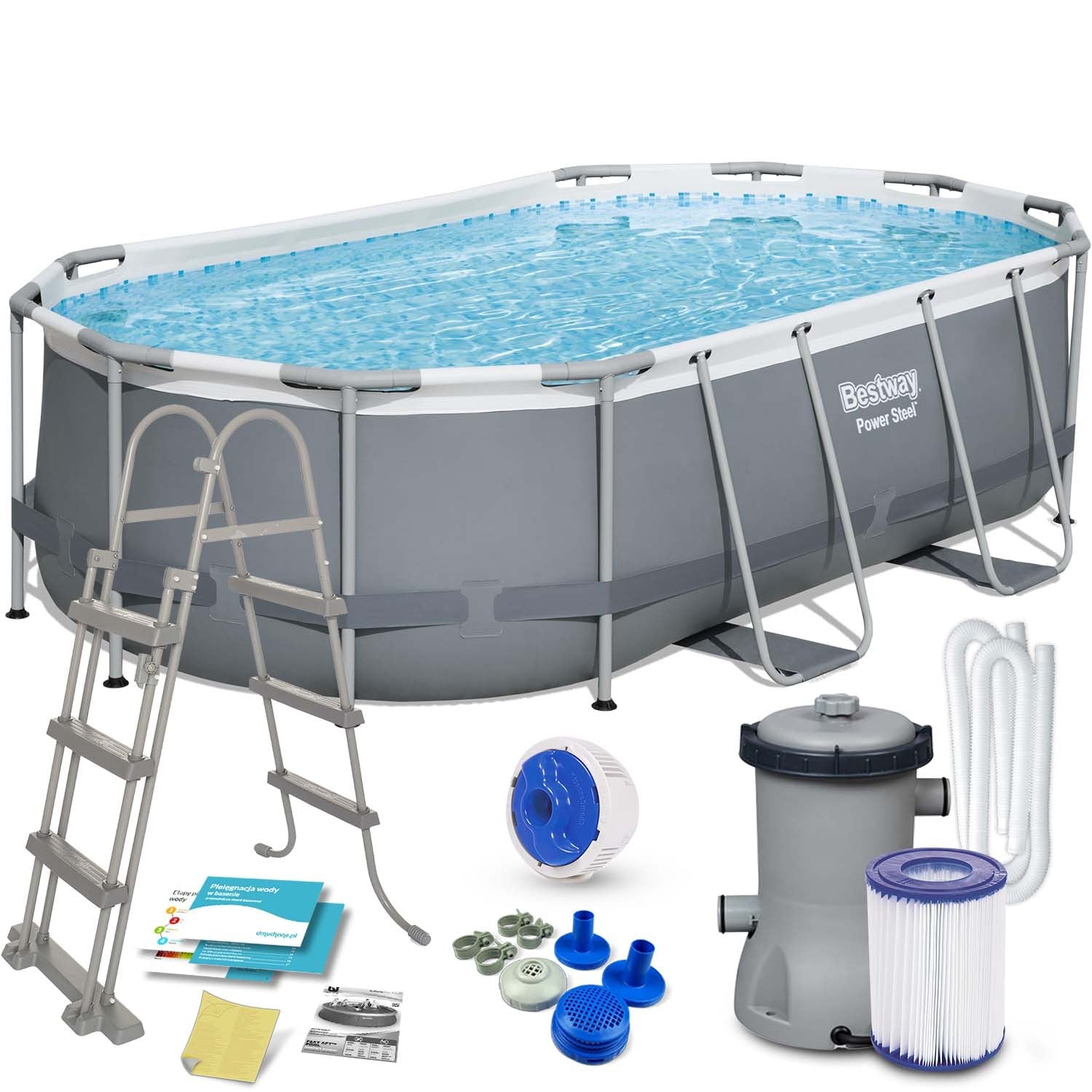 Stiklinis lauko baseinas 427 x 250 x 100 cm 11w1 Bestway 56620