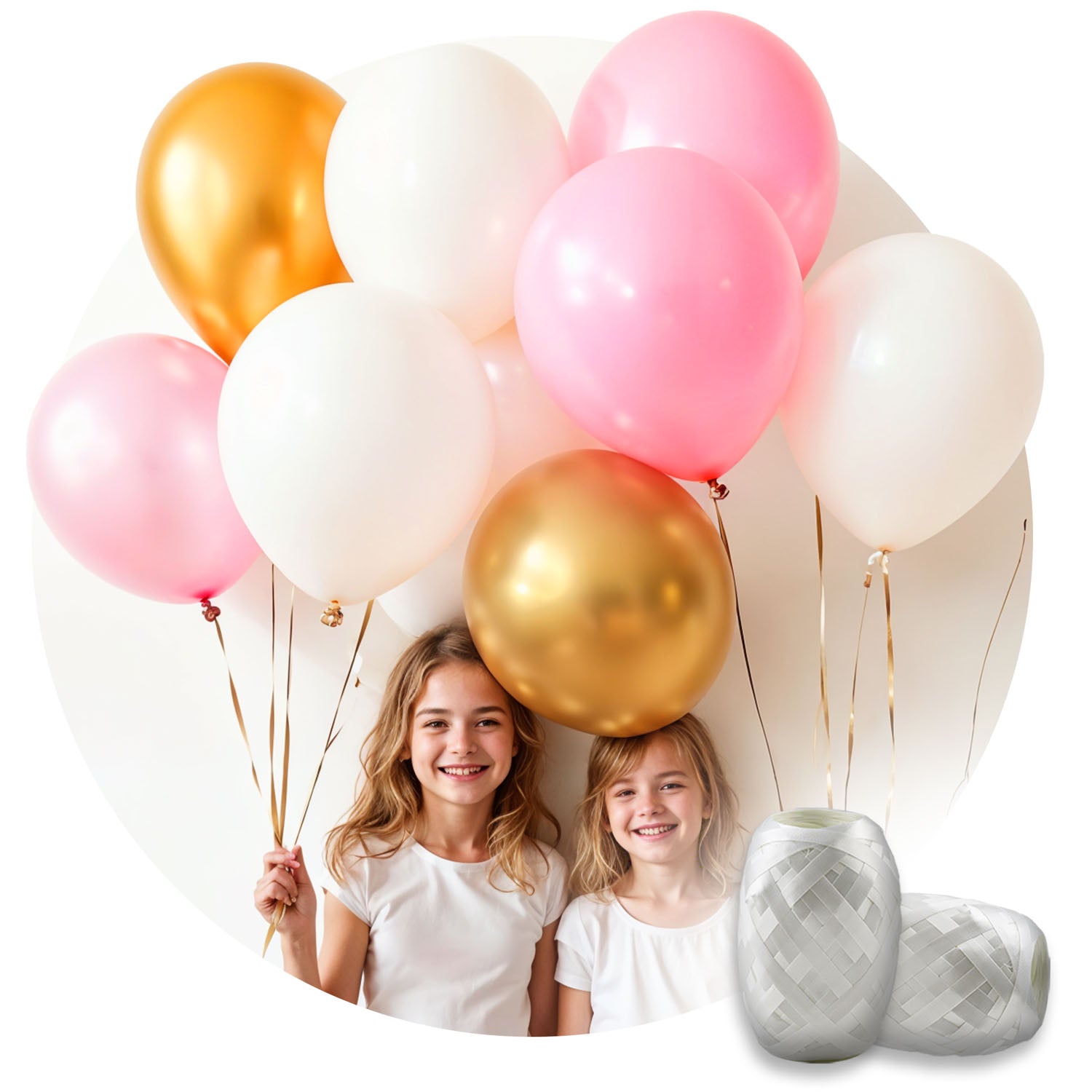 0,20 m3 heleno buteliukas su balionais ir Ricokids juosta