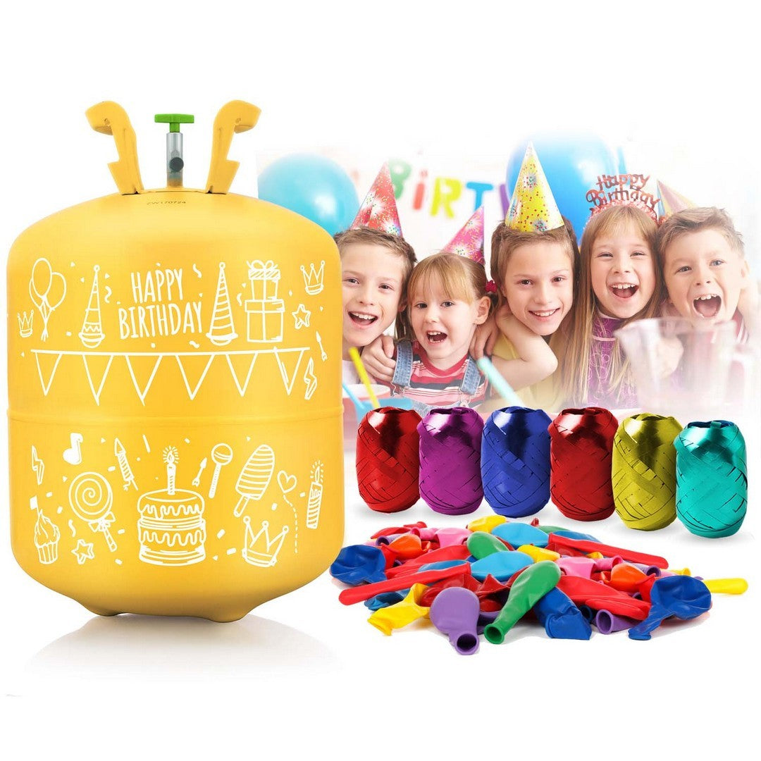 0,42 m3 heliumo butelis su balionais ir Ricokids juosta