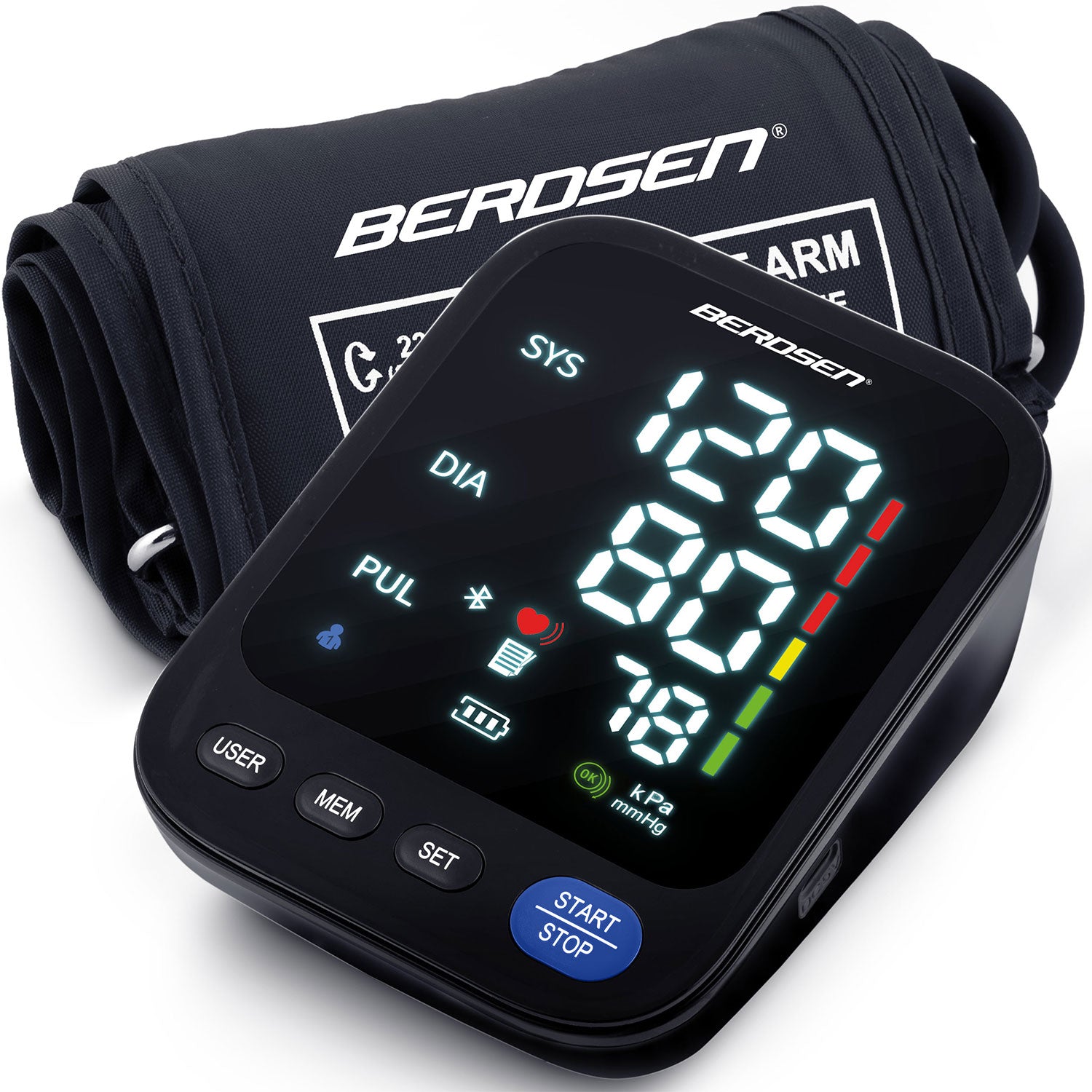 Rankinis spaudimo matuoklis su Lenkijos pranešimais ir bluetooth BD-123 Berdsen