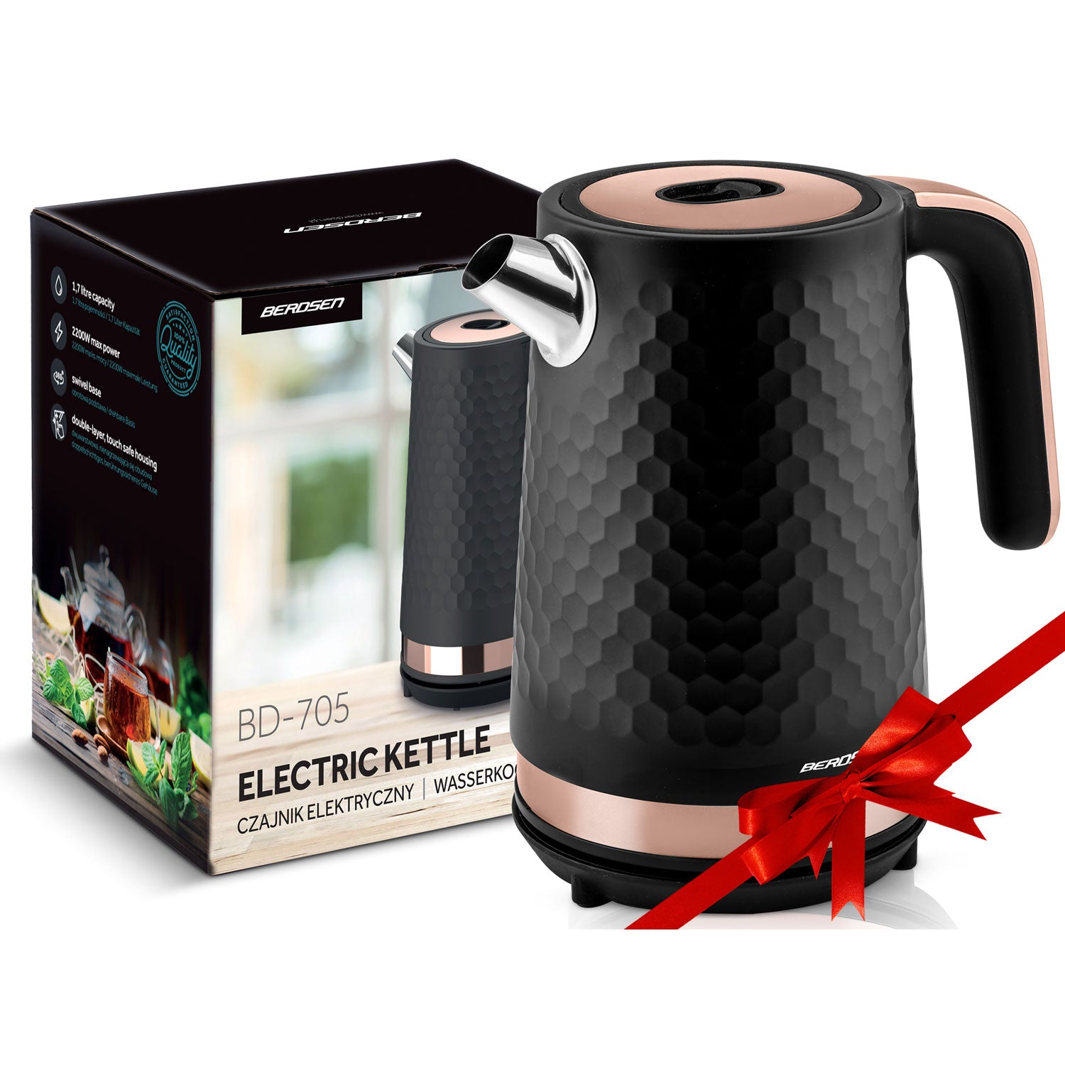1,7 l elektrinis Berdsen BD-705 juodojo varinio arbatinis