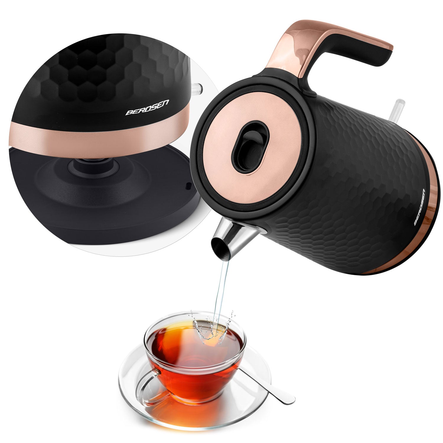 1,7 l elektrinis Berdsen BD-705 juodojo varinio arbatinis