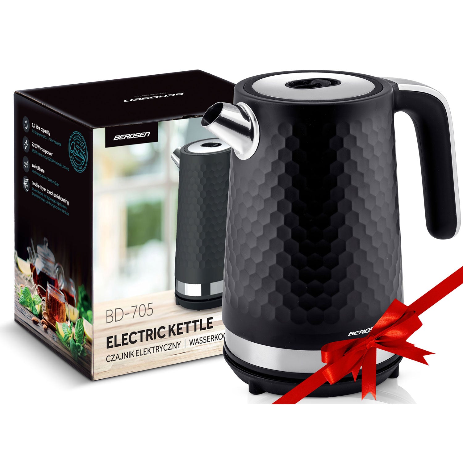 1,7 litro elektrinis Berdsen BD-705 arbatinukas juodas sidabras