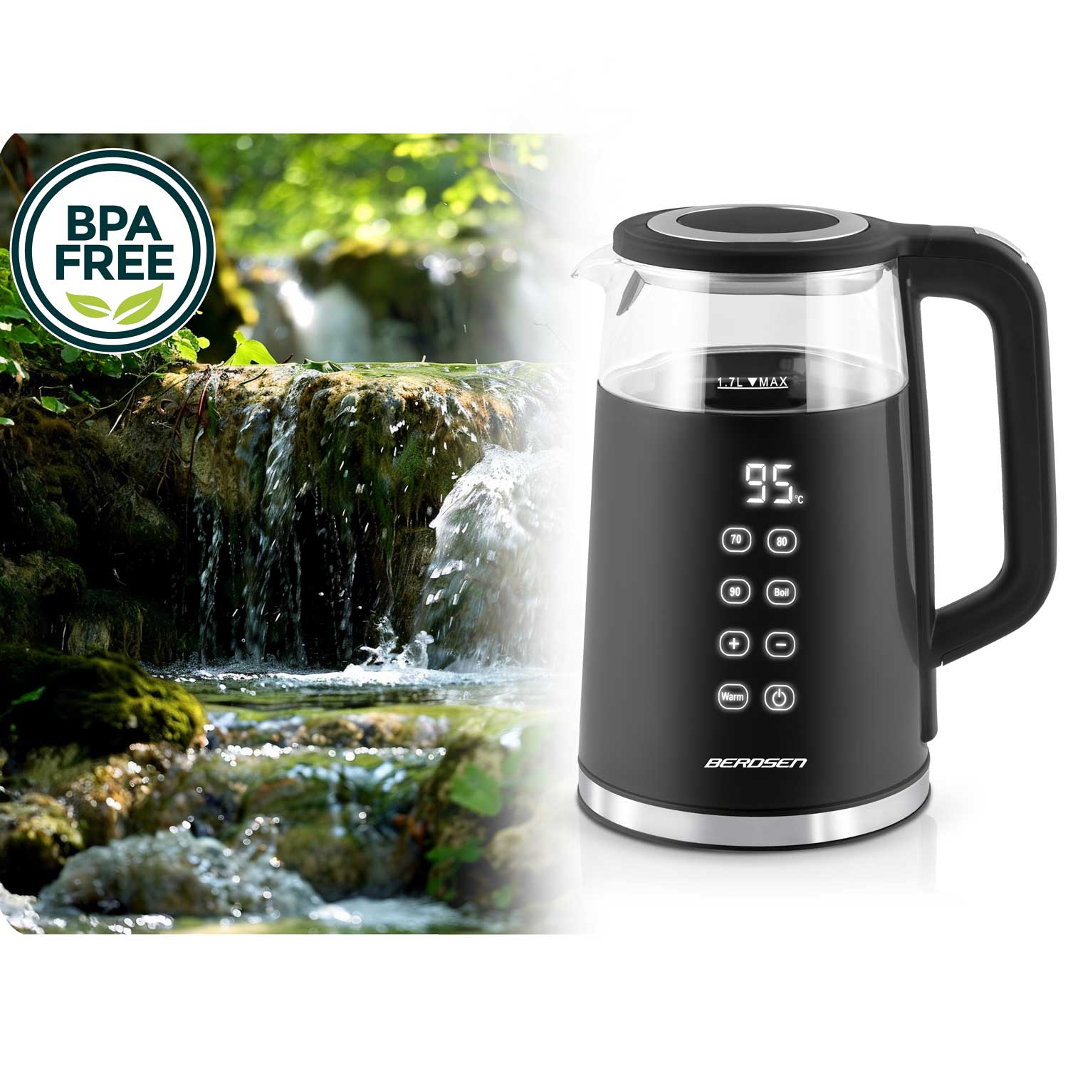 1,7 litro elektrinis Berdsen BD-707 arbatinukas, juodas