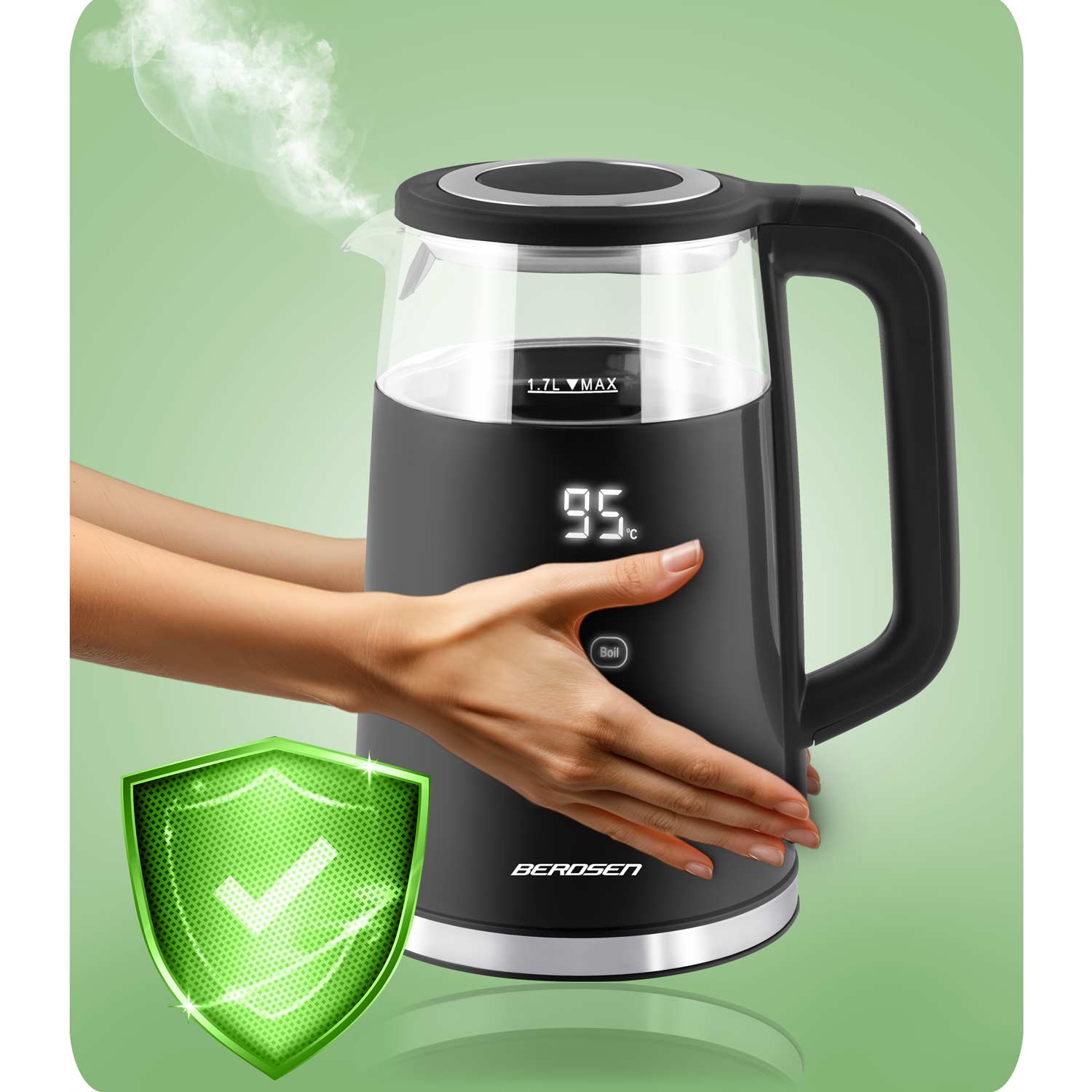 1,7 litro elektrinis Berdsen BD-707 arbatinukas, juodas