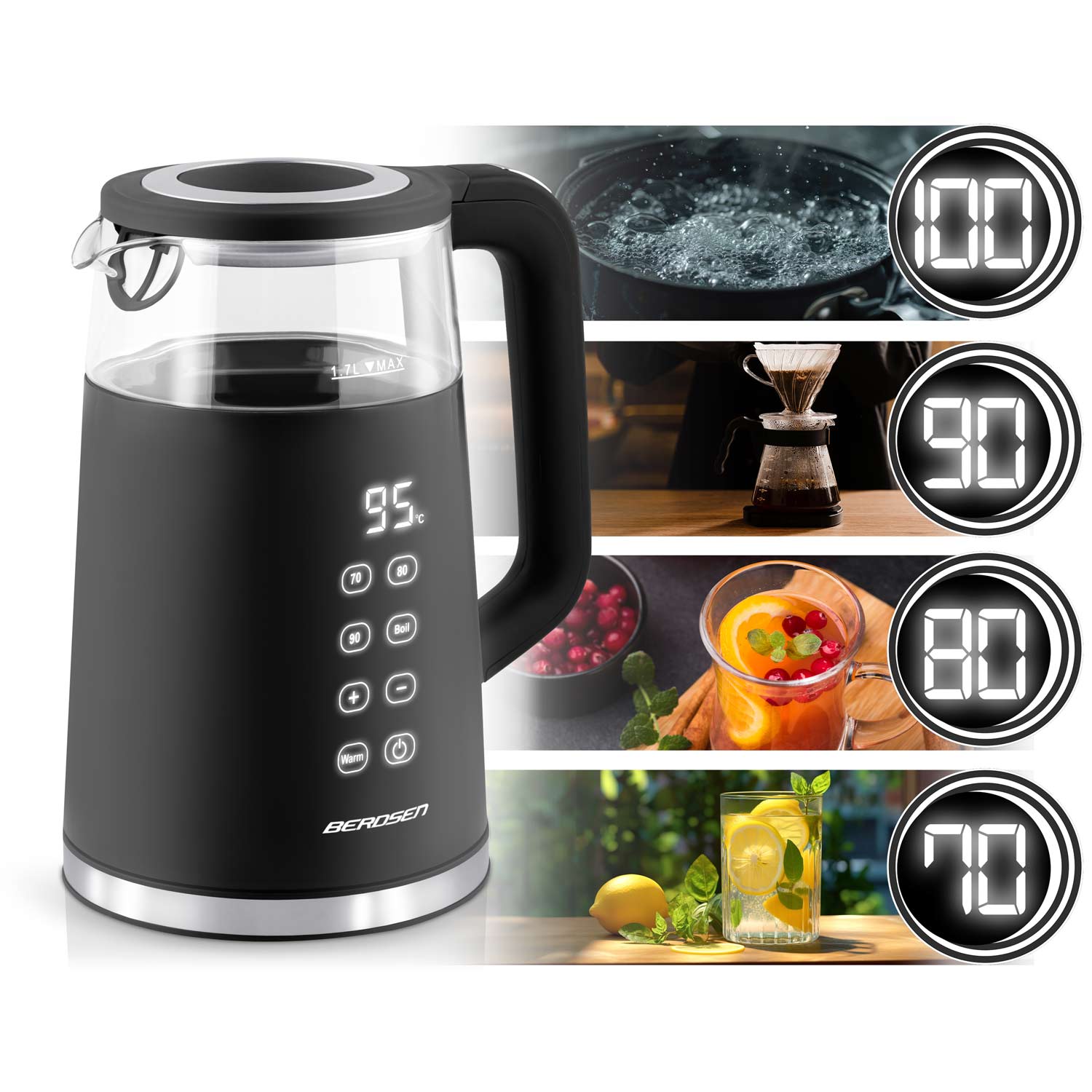 1,7 litro elektrinis Berdsen BD-707 arbatinukas, juodas