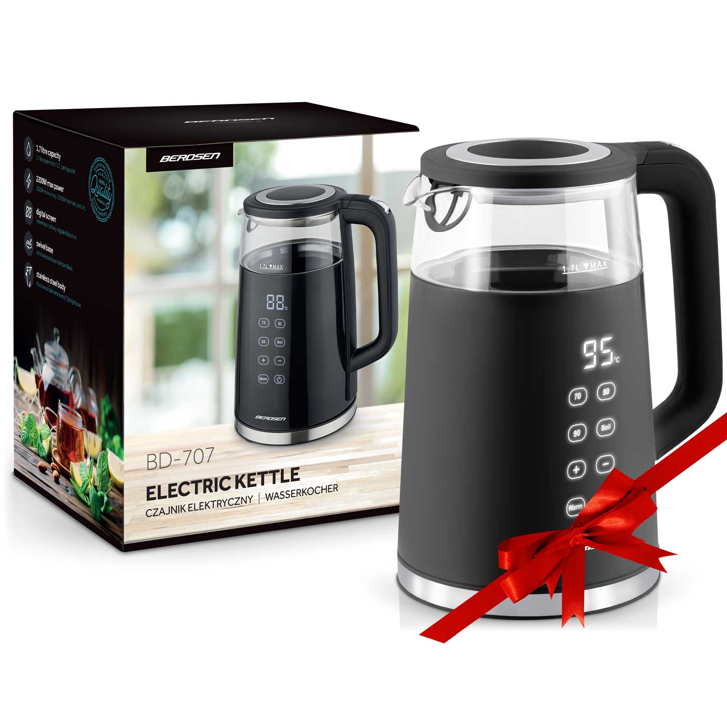 1,7 litro elektrinis Berdsen BD-707 arbatinukas, juodas