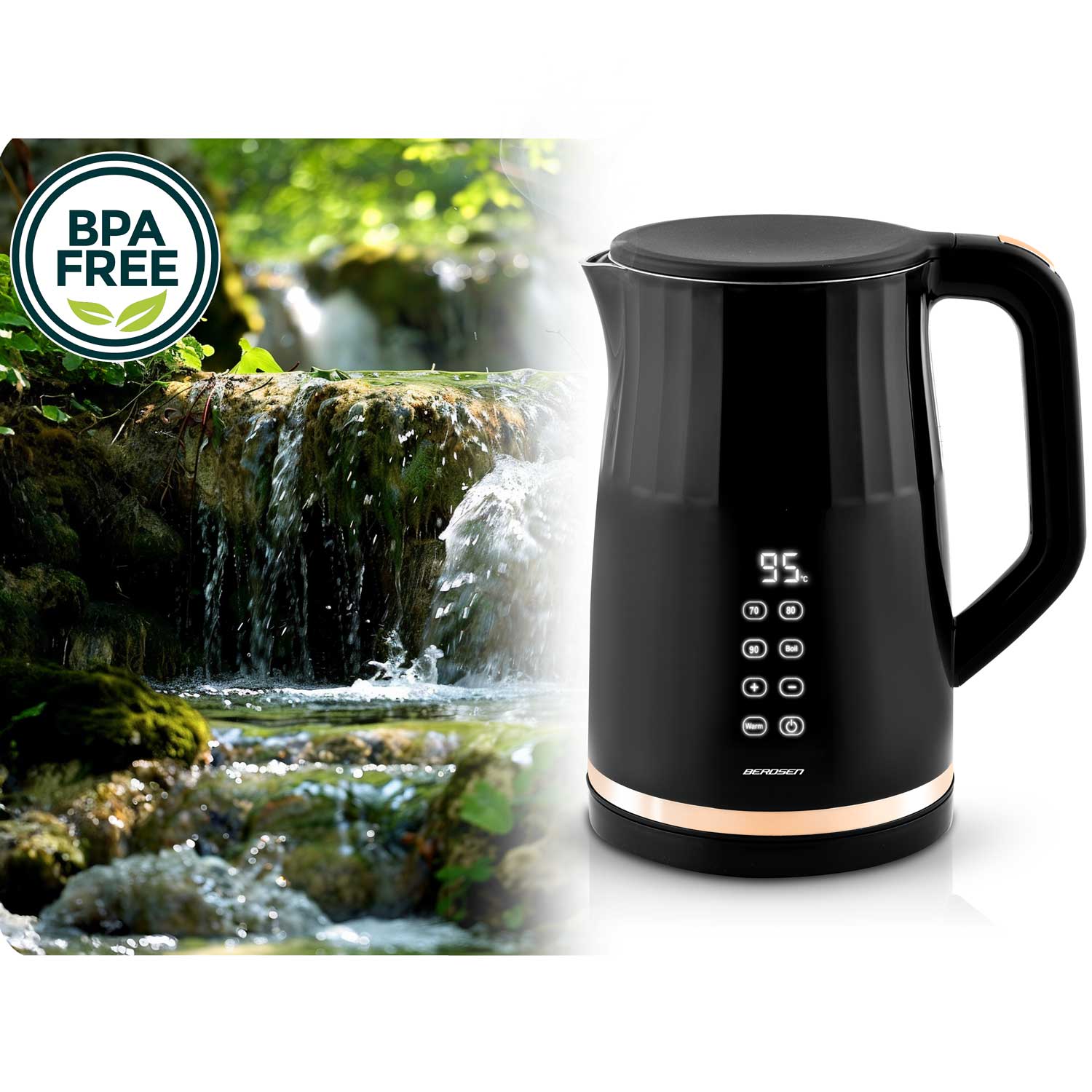 1,7 litro elektrinis Berdsen BD-706 arbatinukas, juodas