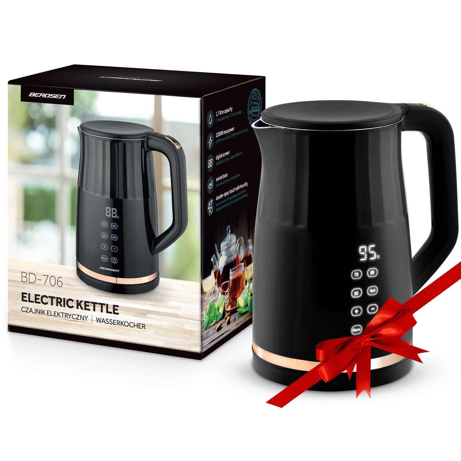 1,7 litro elektrinis Berdsen BD-706 arbatinukas, juodas
