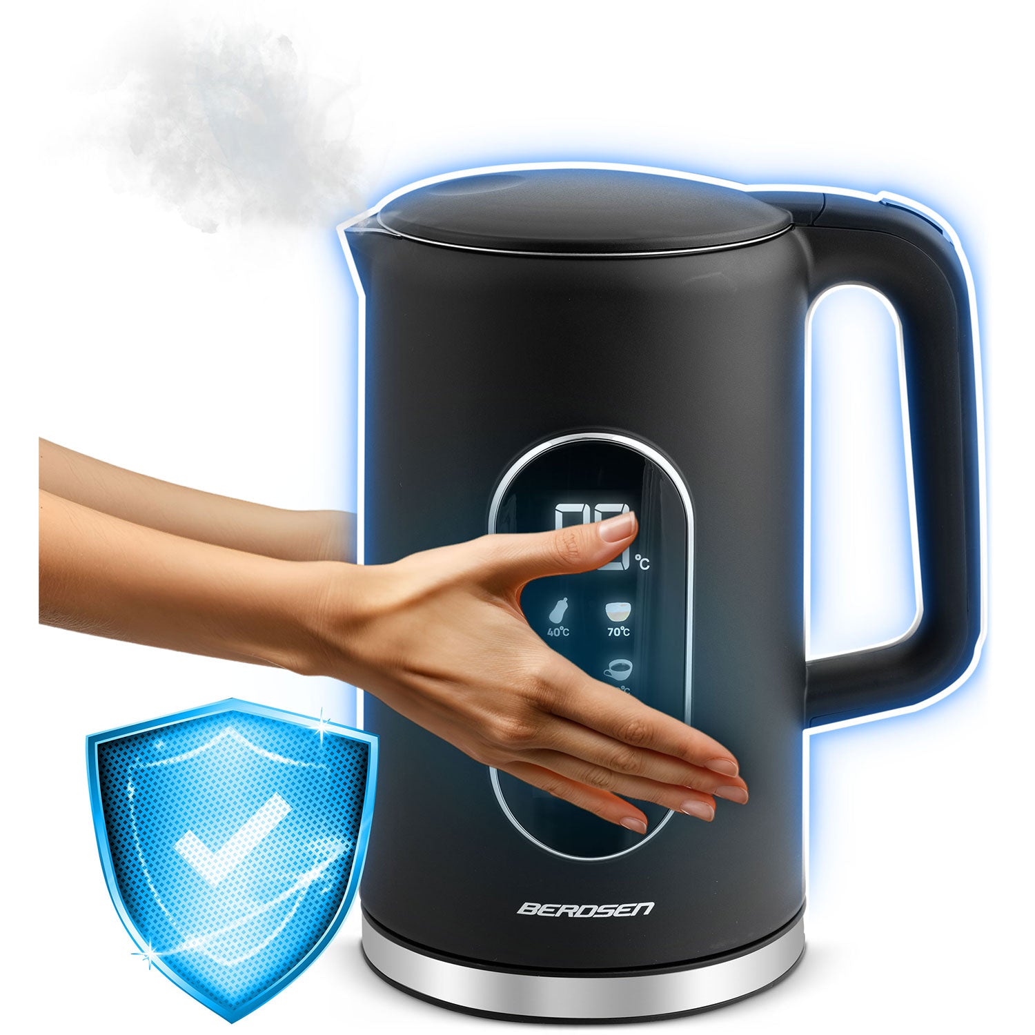 1,7 litro elektrinis Berdsen BD-712 arbatinukas juodas sidabras