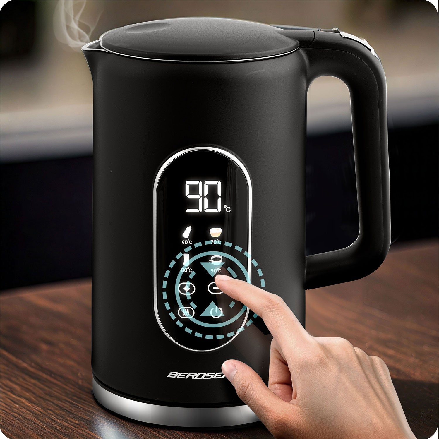 1,7 litro elektrinis Berdsen BD-712 arbatinukas juodas sidabras