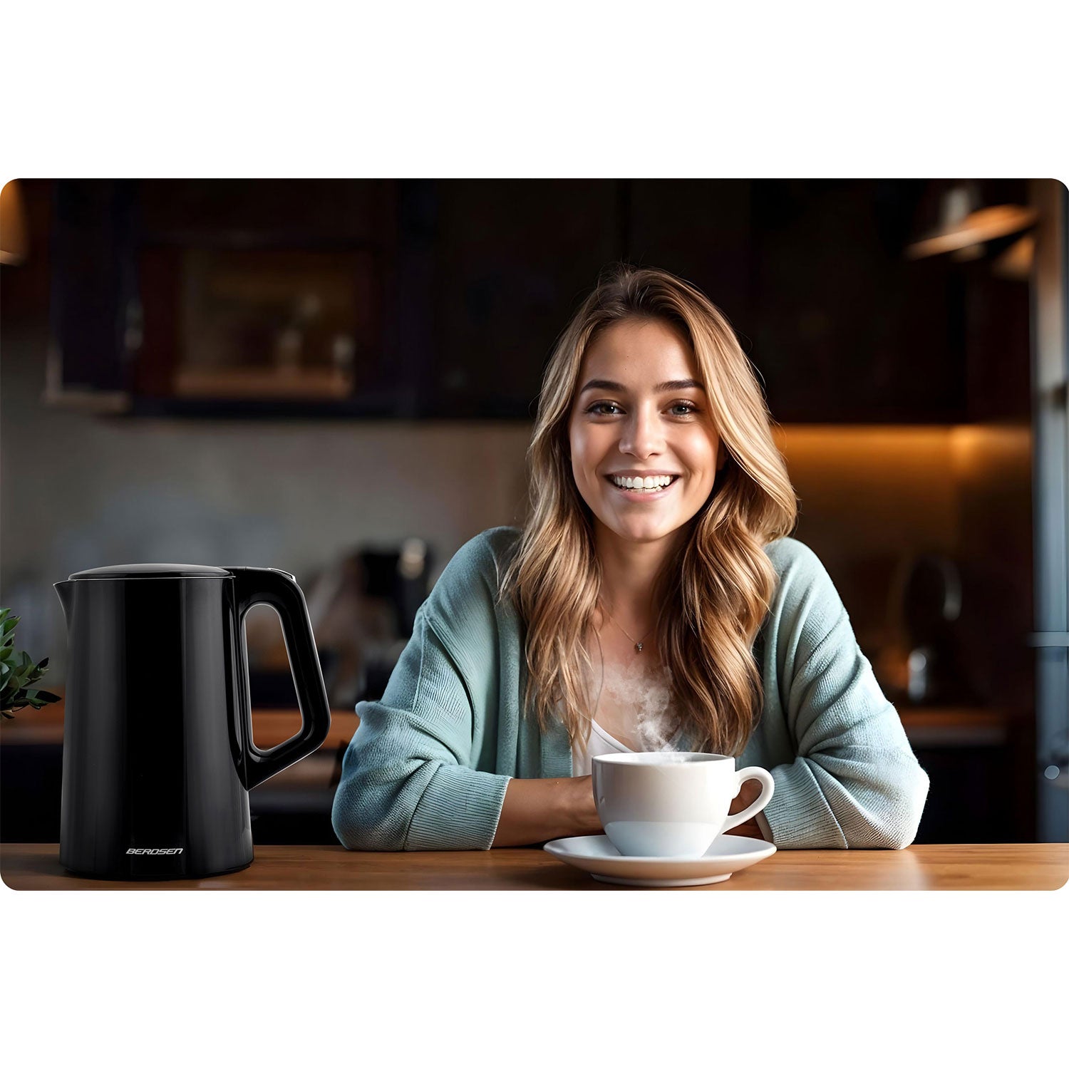 1,7 litro elektrinis Berdsen BD-71 arbatinukas juodas sidabras