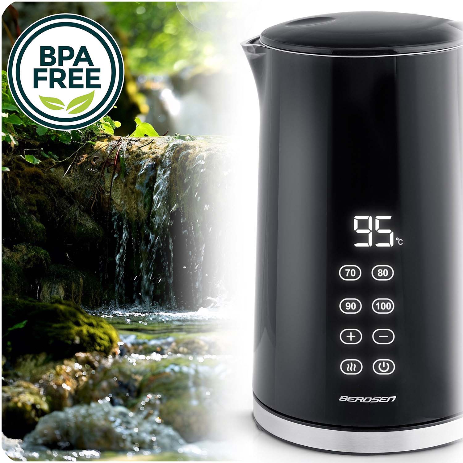 1,7 litro elektrinis Berdsen BD-71 arbatinukas juodas sidabras
