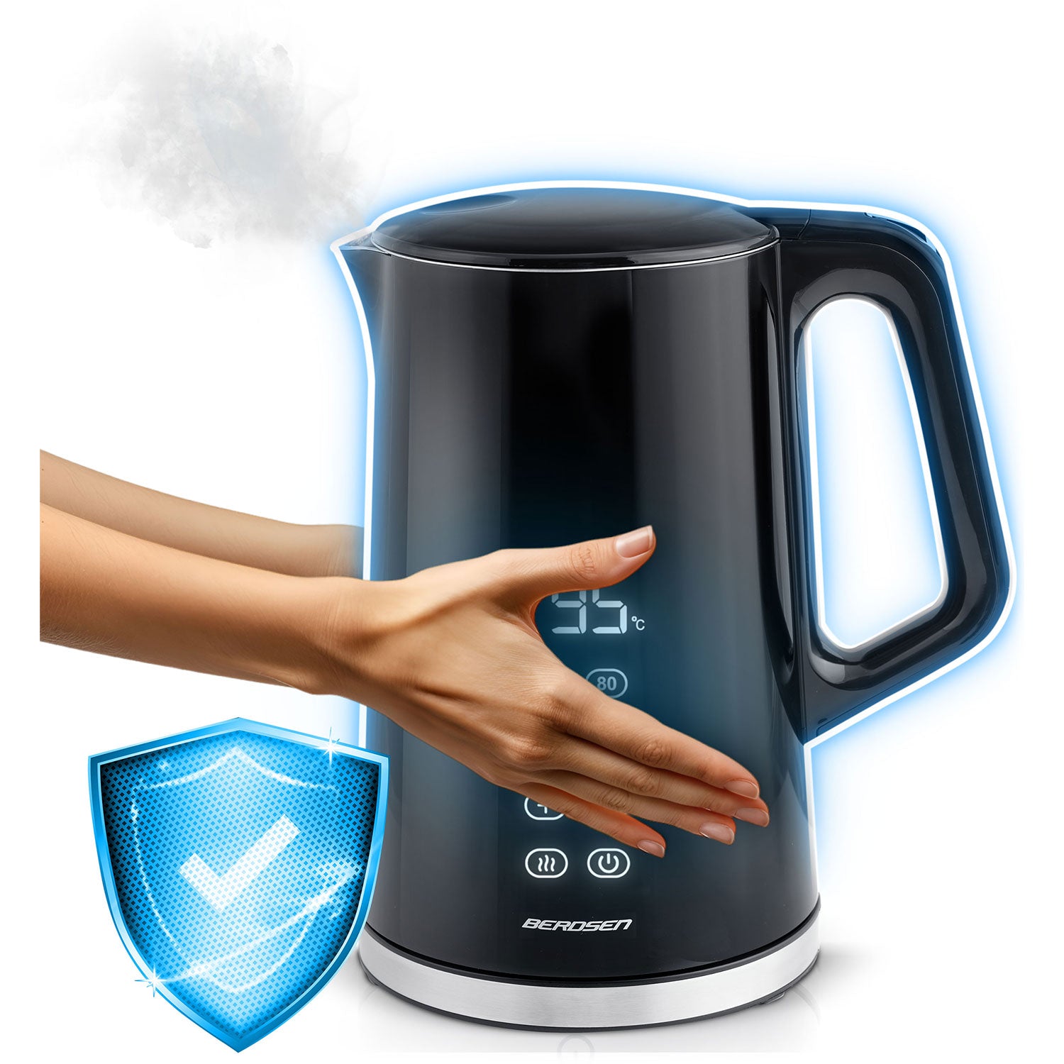 1,7 litro elektrinis Berdsen BD-71 arbatinukas juodas sidabras