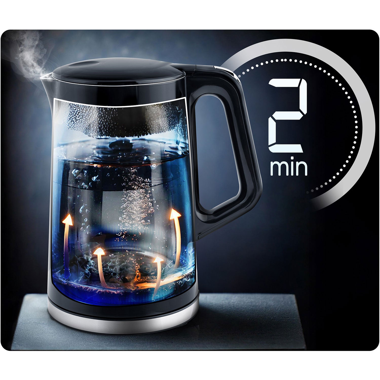 1,7 litro elektrinis Berdsen BD-71 arbatinukas juodas sidabras