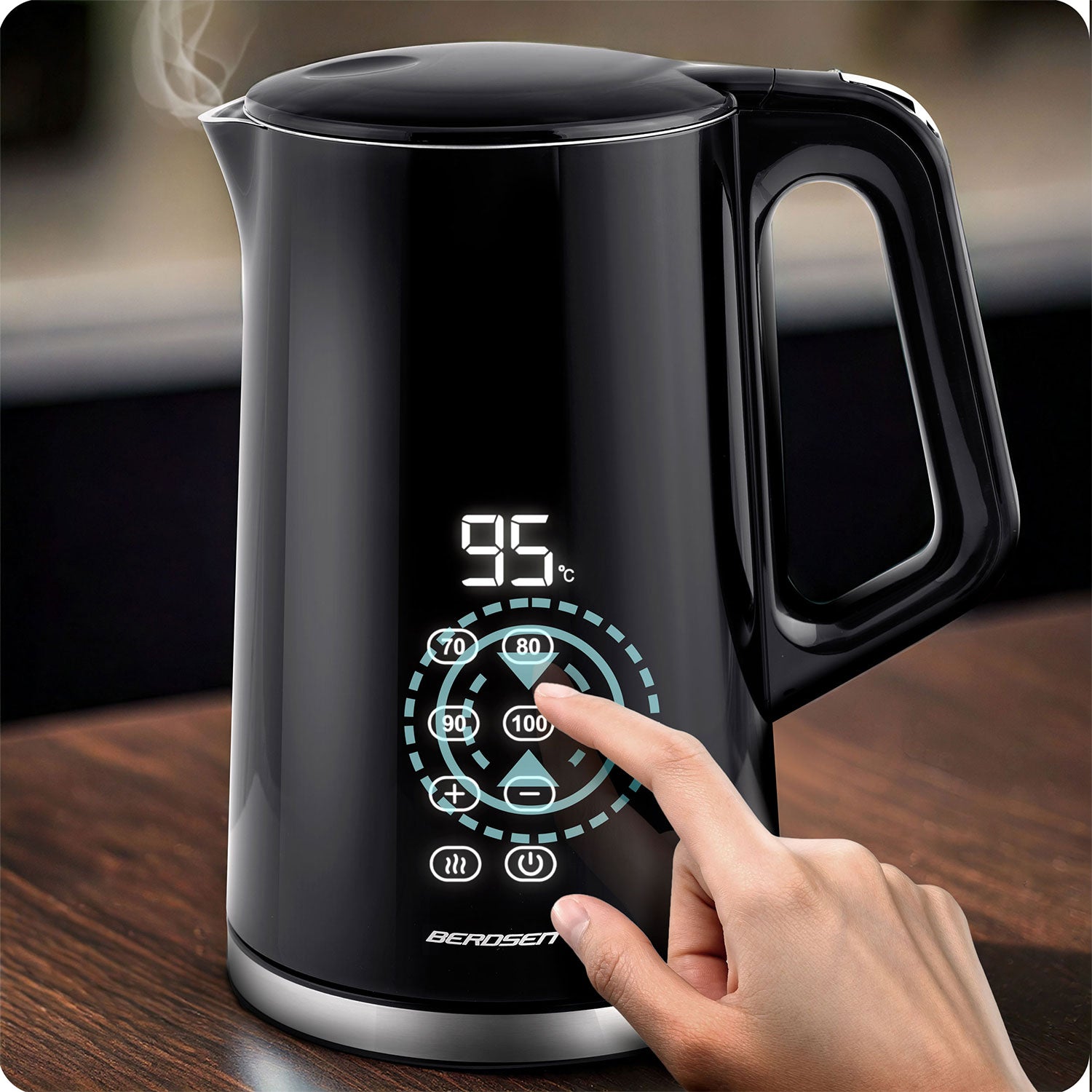 1,7 litro elektrinis Berdsen BD-71 arbatinukas juodas sidabras