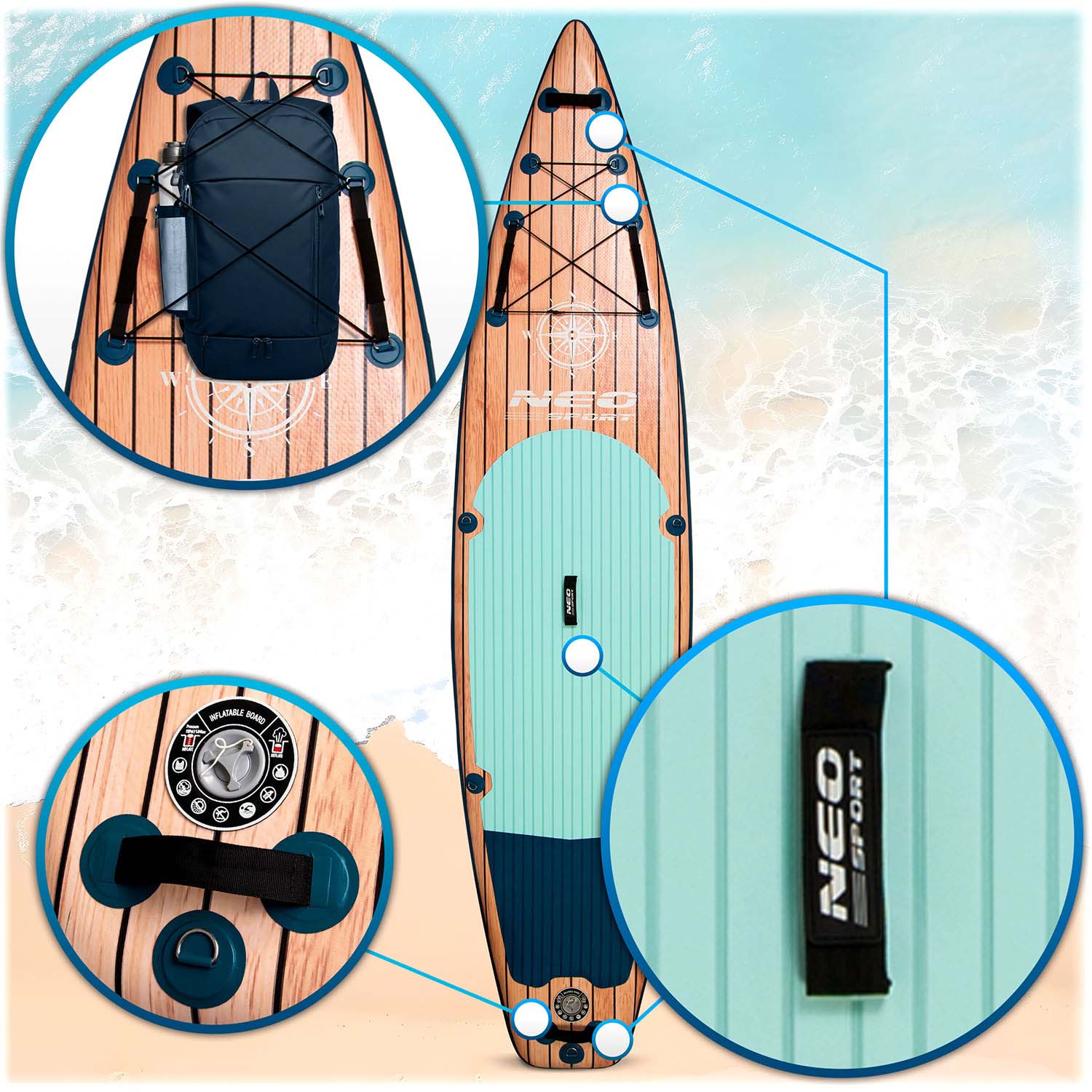 350 x 81 x 15 cm Neo-Sport 170304 SUP Reefbreak plokštė