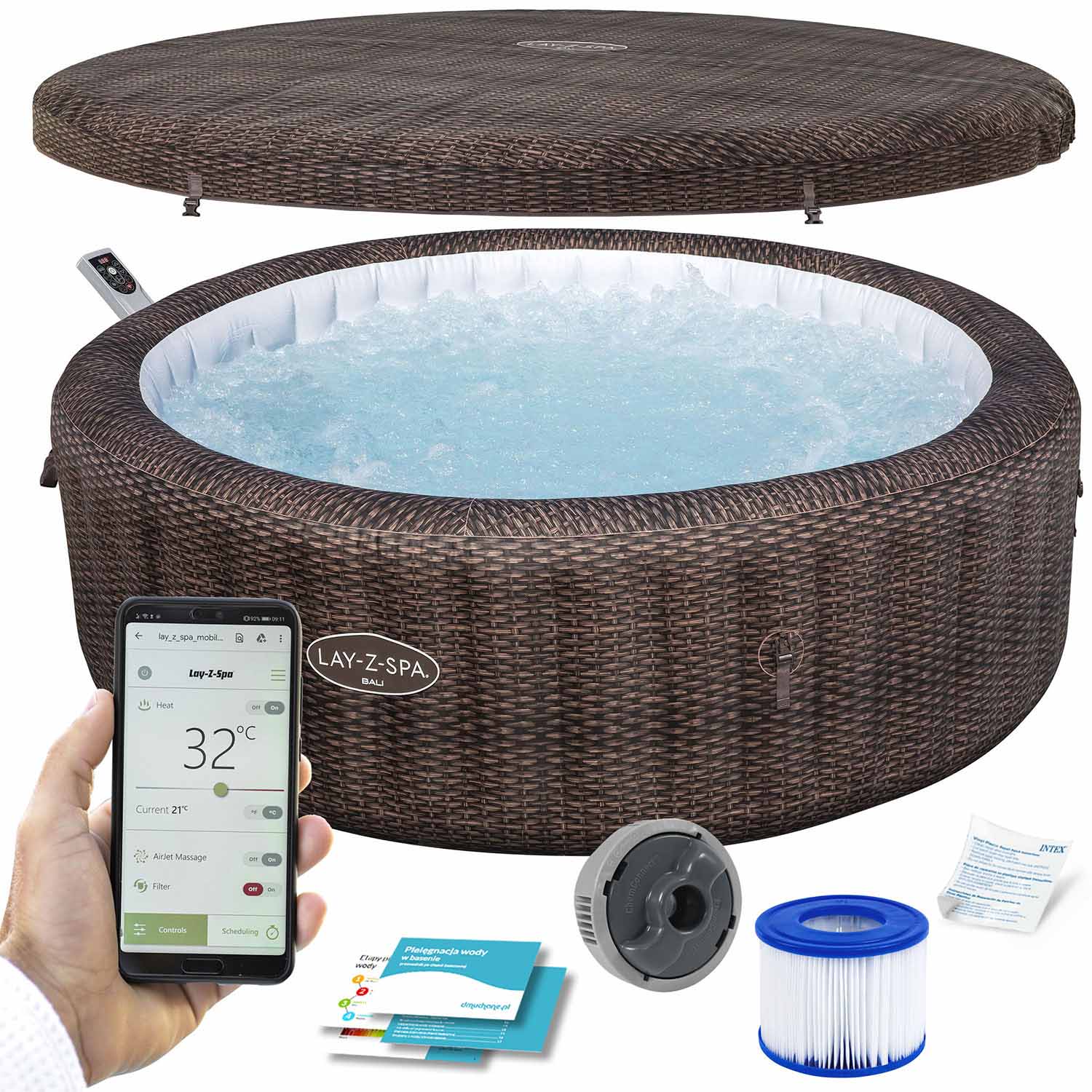 Dėgnėtinas SPA Lay-Z Bali Brown 7 asmenų Bestway 6001P