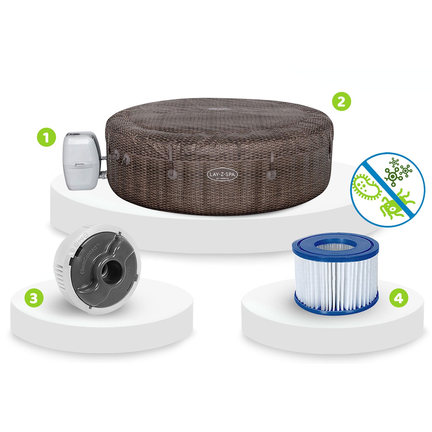 Dėgnėtinas SPA Lay-Z Bali Brown 7 asmenų Bestway 6001P