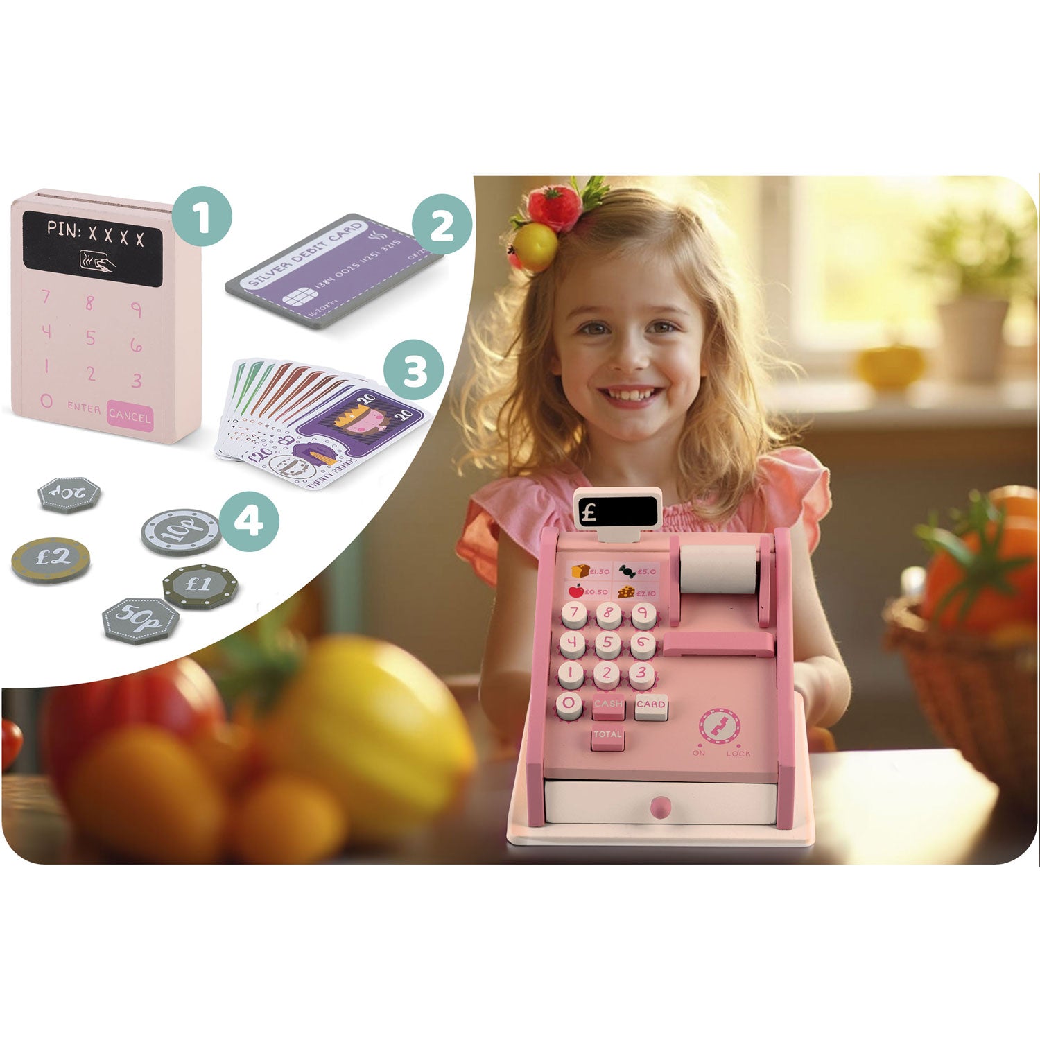 RK-868 Ricokids medinis žaislas parduotuvės kasos