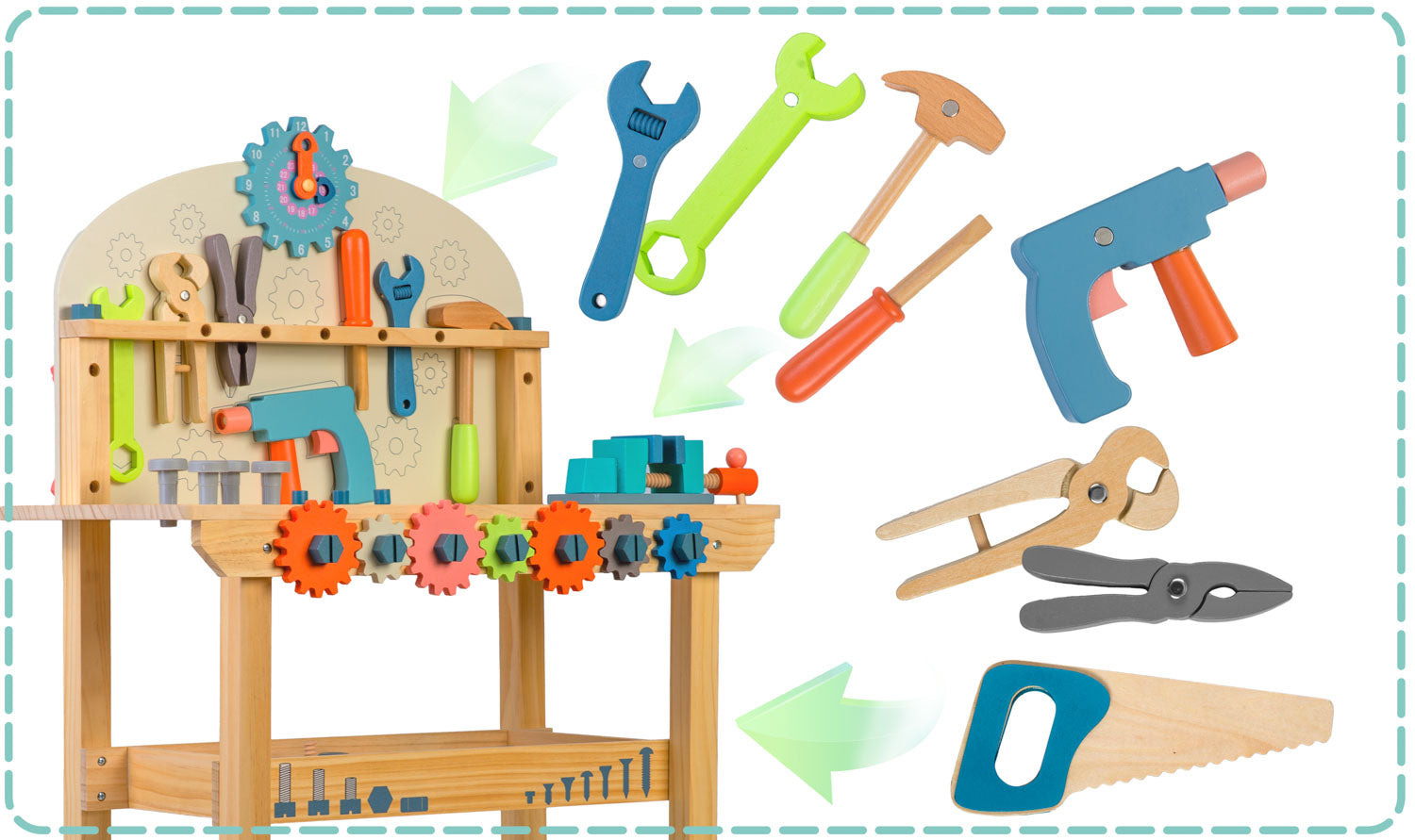 RK-876 Ricokids medinės dirbtuvės su įrankiais