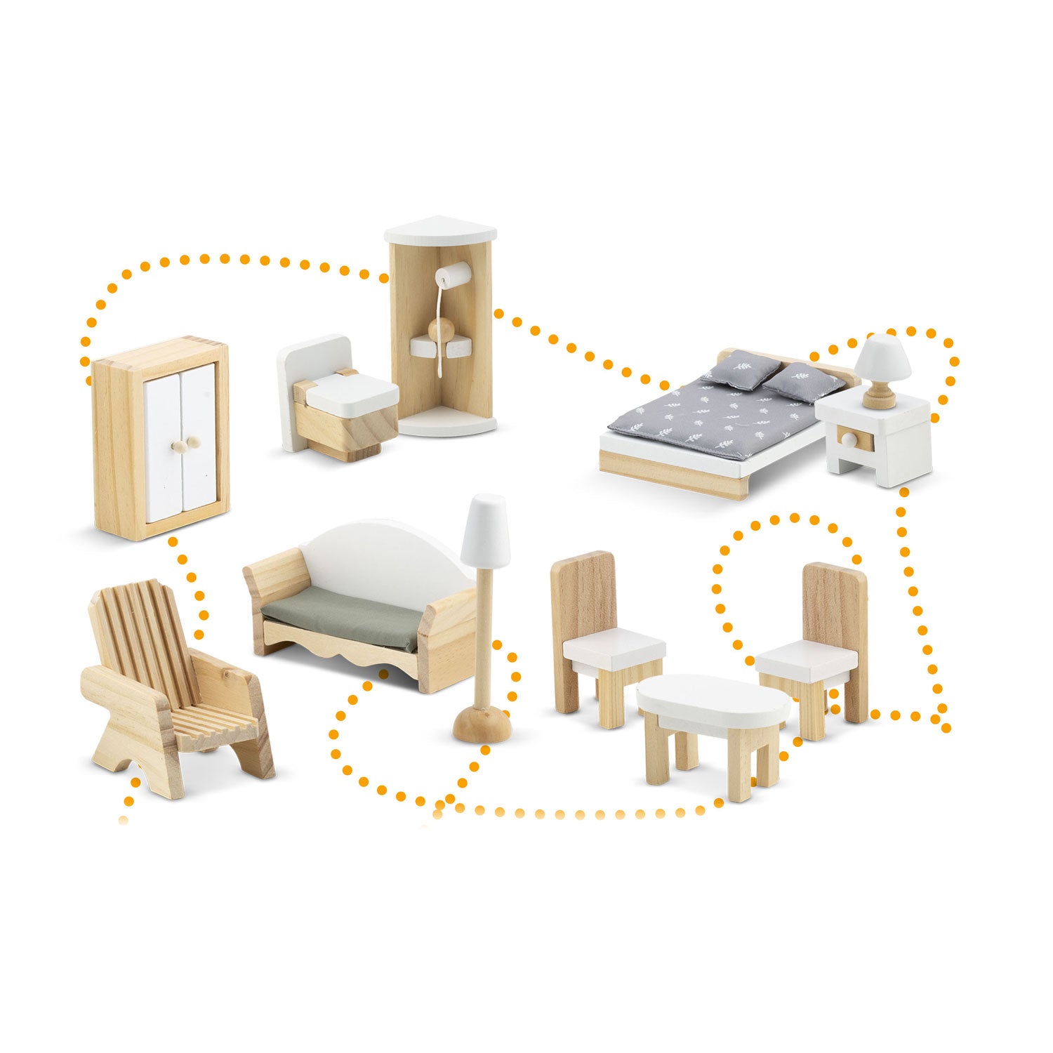 Didelis medinis 3-ies aukštų Ricokids RK-878 lėlės namas