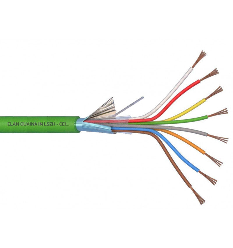 ELAN behalogenis, ekranuotas apsauginis kabelis 8x0.22 (žalias)