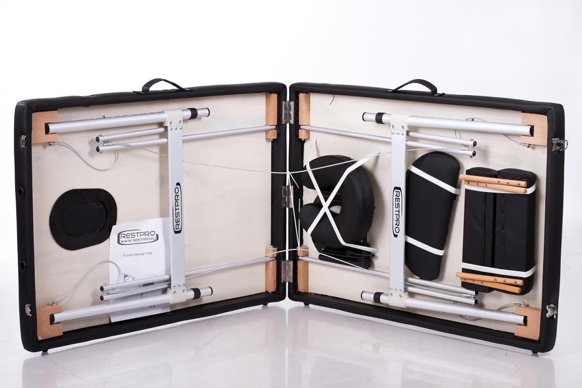 RESTPRO® ALU 2 (L) juodas nešiojamas masažo stalas