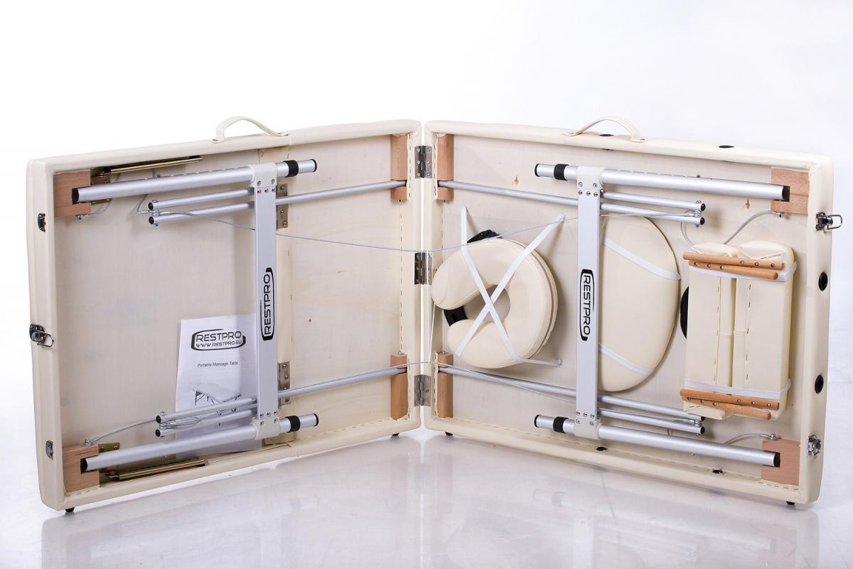 RESTPRO® ALU 3 kreminis nešiojamas masažo stalas