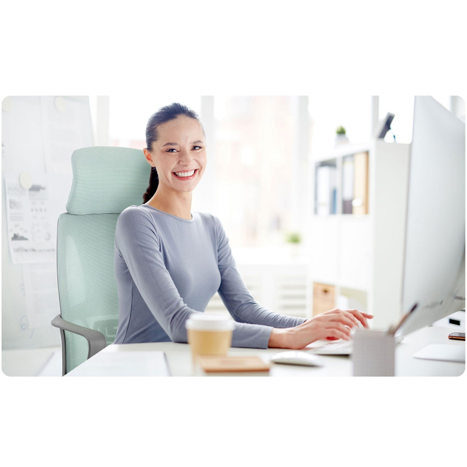 Biuro kėdė su mikrovilke Praha - šviesiai mėlynas