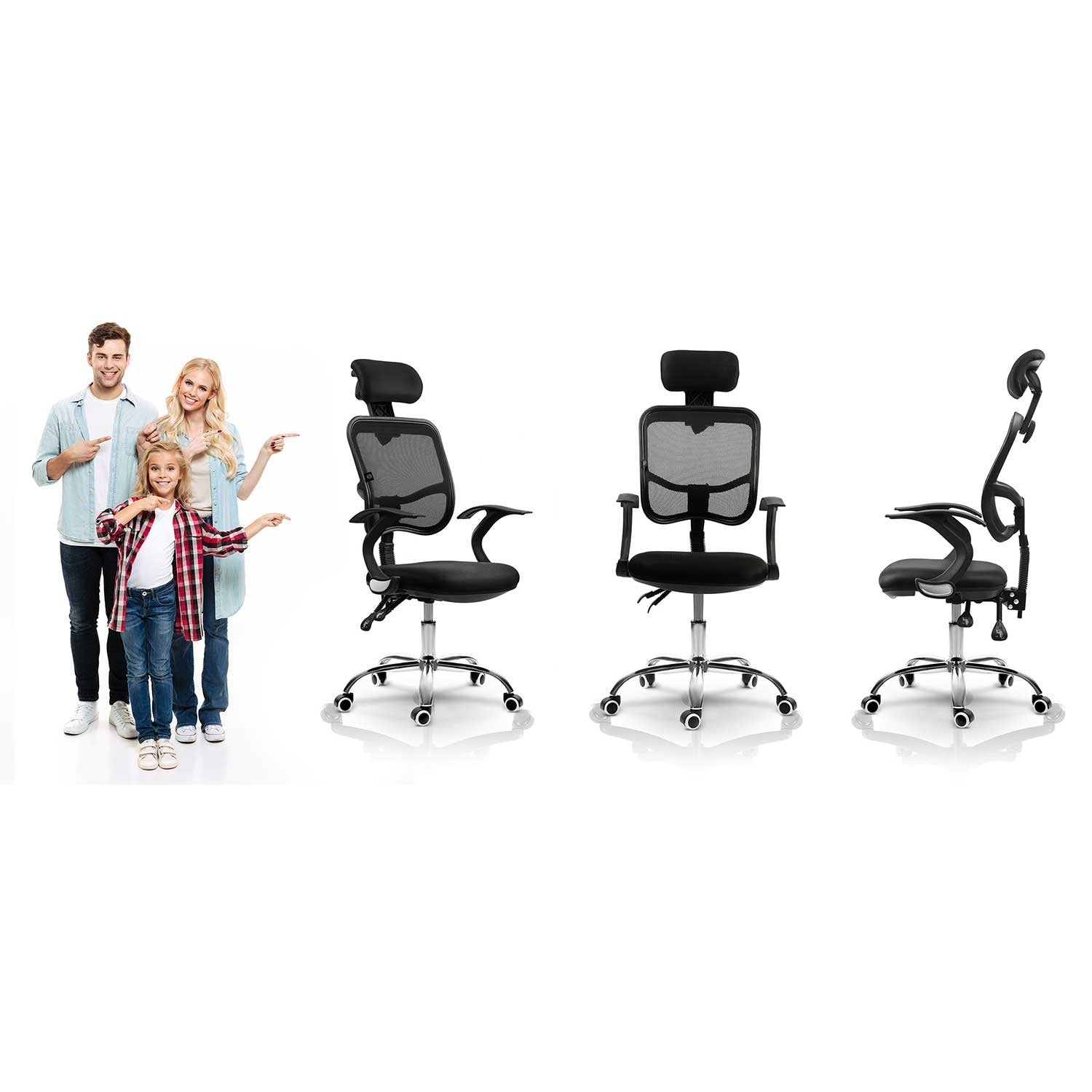 Sofotel Ryga, juodas, biuro kėdė iš mikrovilkių