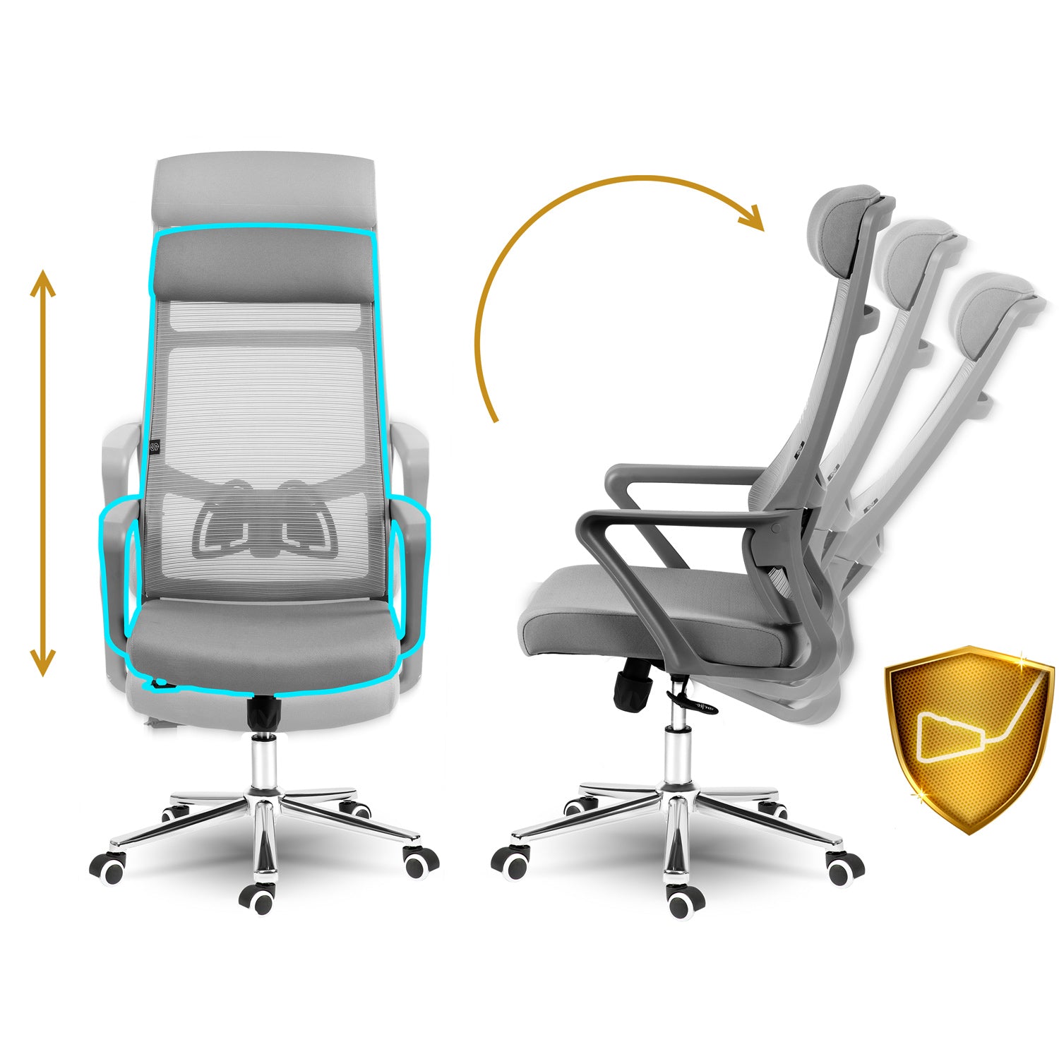 Biuro kėdė iš mikrovilkių Sofotel Brema pilka