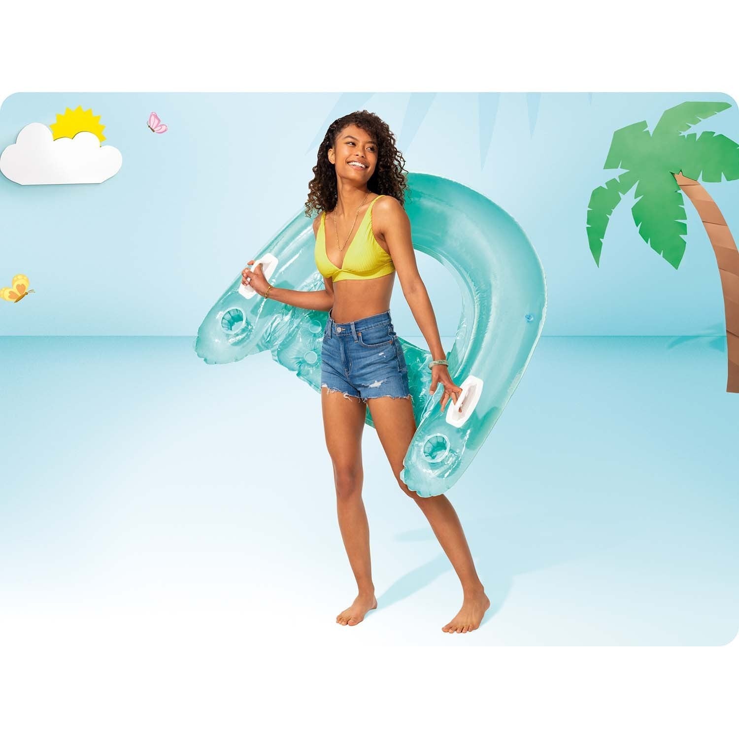 Plaukiojančioji kėdė su 147 x 99 cm INTEX 58859 mėlynomis rankenomis