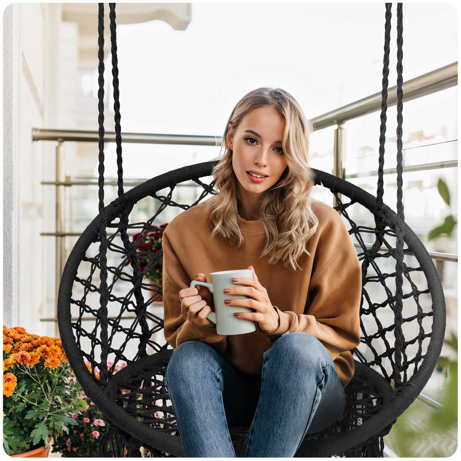 Boho sėdynė, juodoji