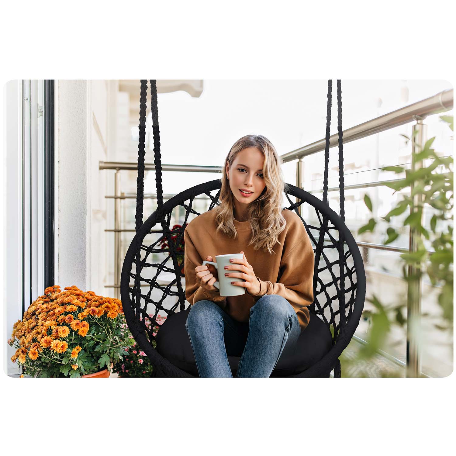 Boho sėdynė, juodoji