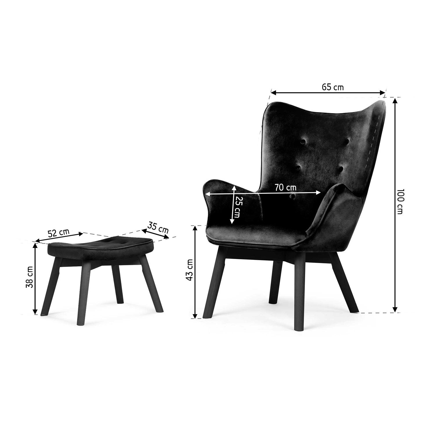 Aulė ausų su kojomis Sofotel Norse juoda