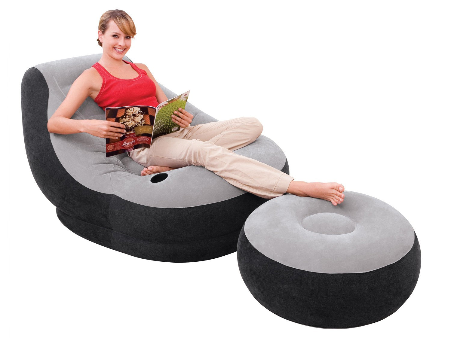 Veluro kėdė su 130 x 99 x 76 cm INTEX 68564 pagrindu