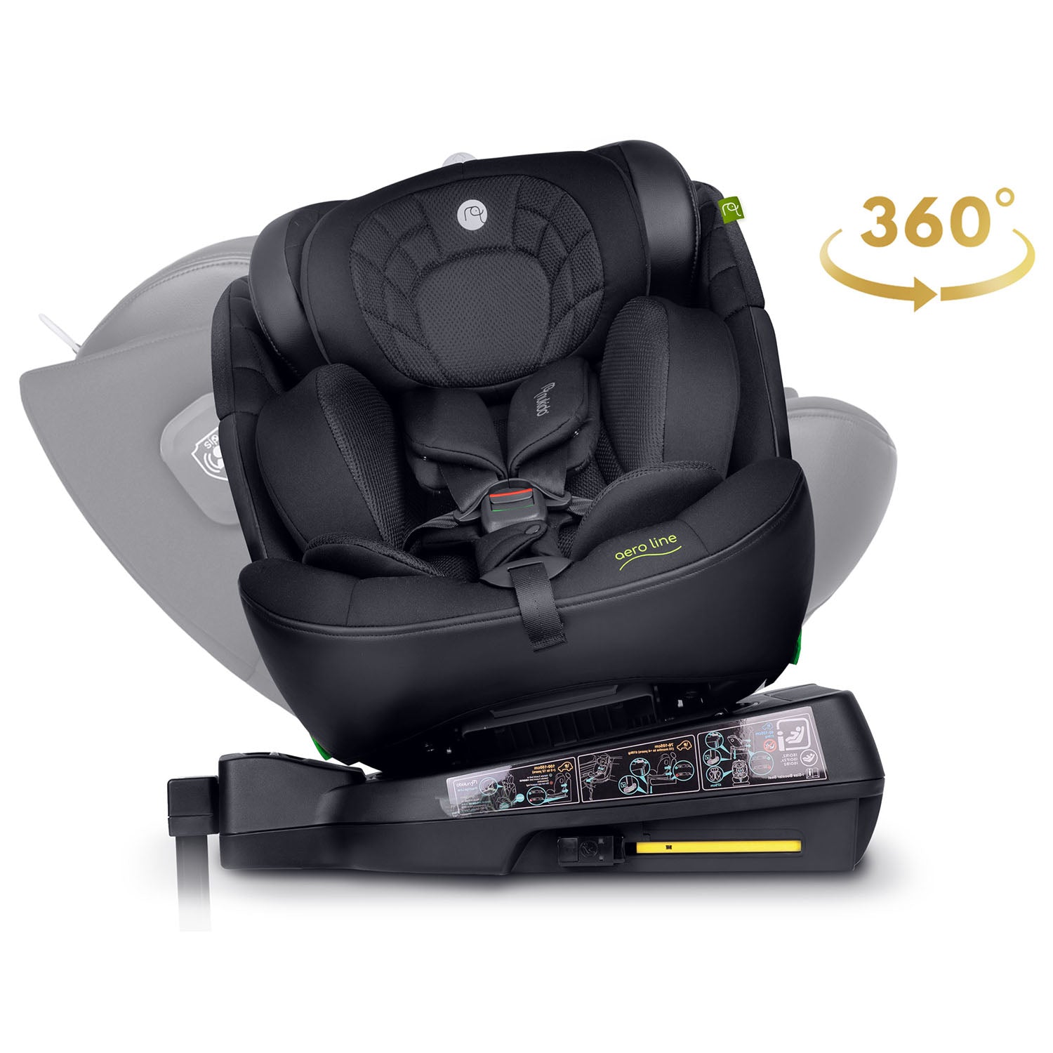 Nukido Aero Line juoda 0-36 kg ISOFIX automobilio sėdynė