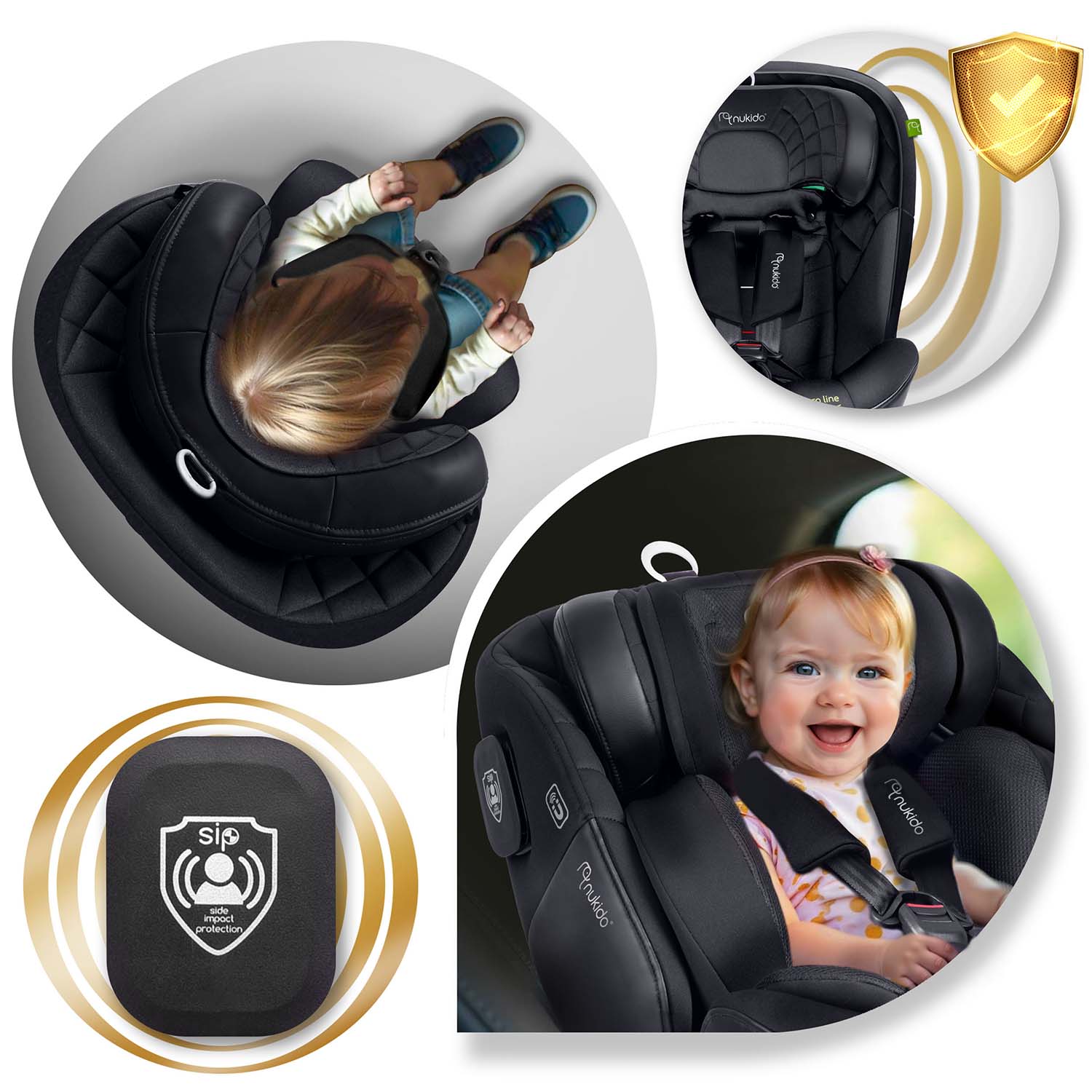 Nukido Aero Line juoda 0-36 kg ISOFIX automobilio sėdynė