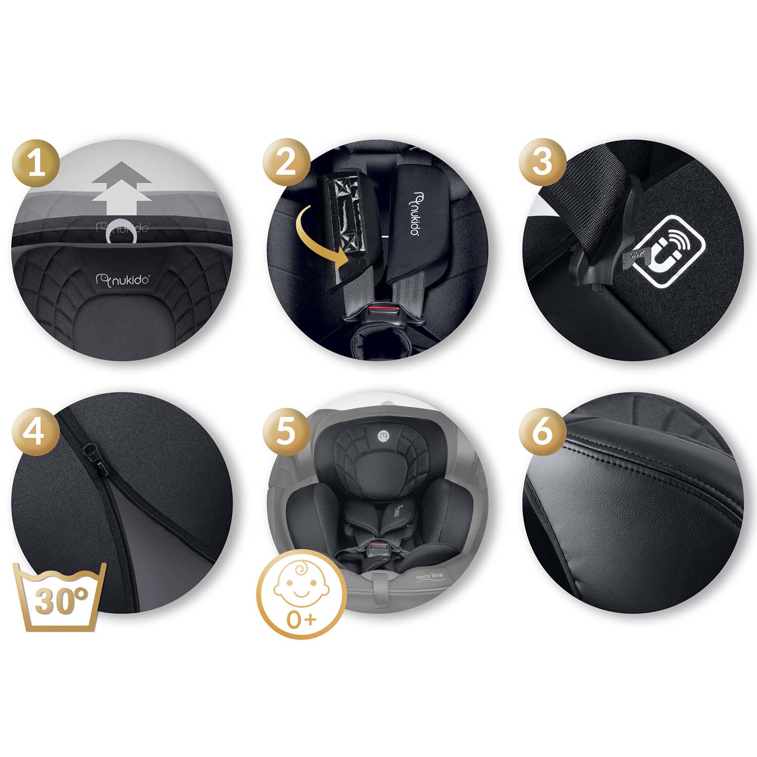 Nukido Aero Line juoda 0-36 kg ISOFIX automobilio sėdynė