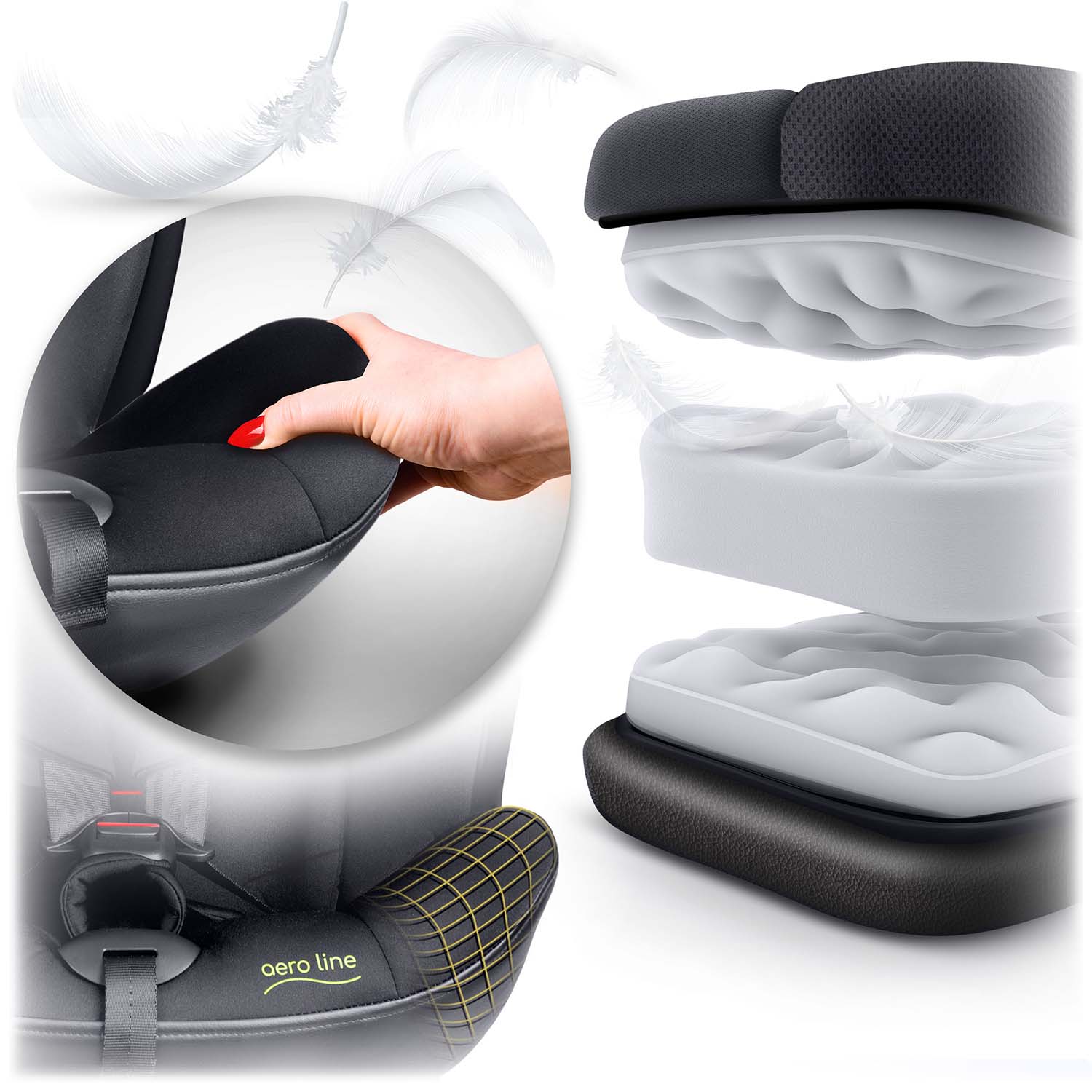 Nukido Aero Line juoda 0-36 kg ISOFIX automobilio sėdynė