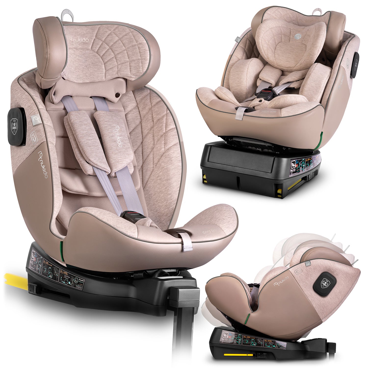 Nukido Aero Line bežo spalvos 0-36 kg ISOFIX automobilio sėdynė