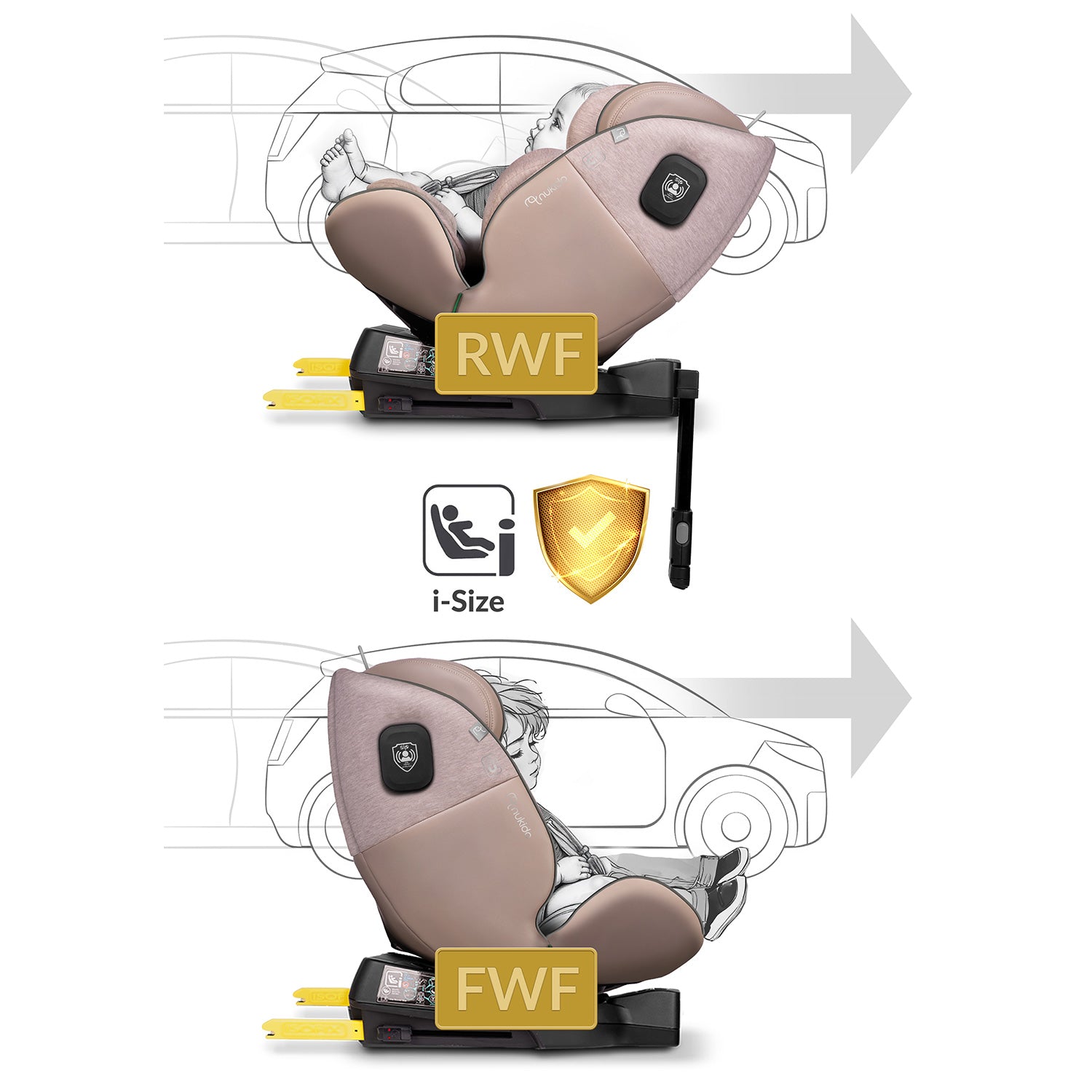 Nukido Aero Line bežo spalvos 0-36 kg ISOFIX automobilio sėdynė