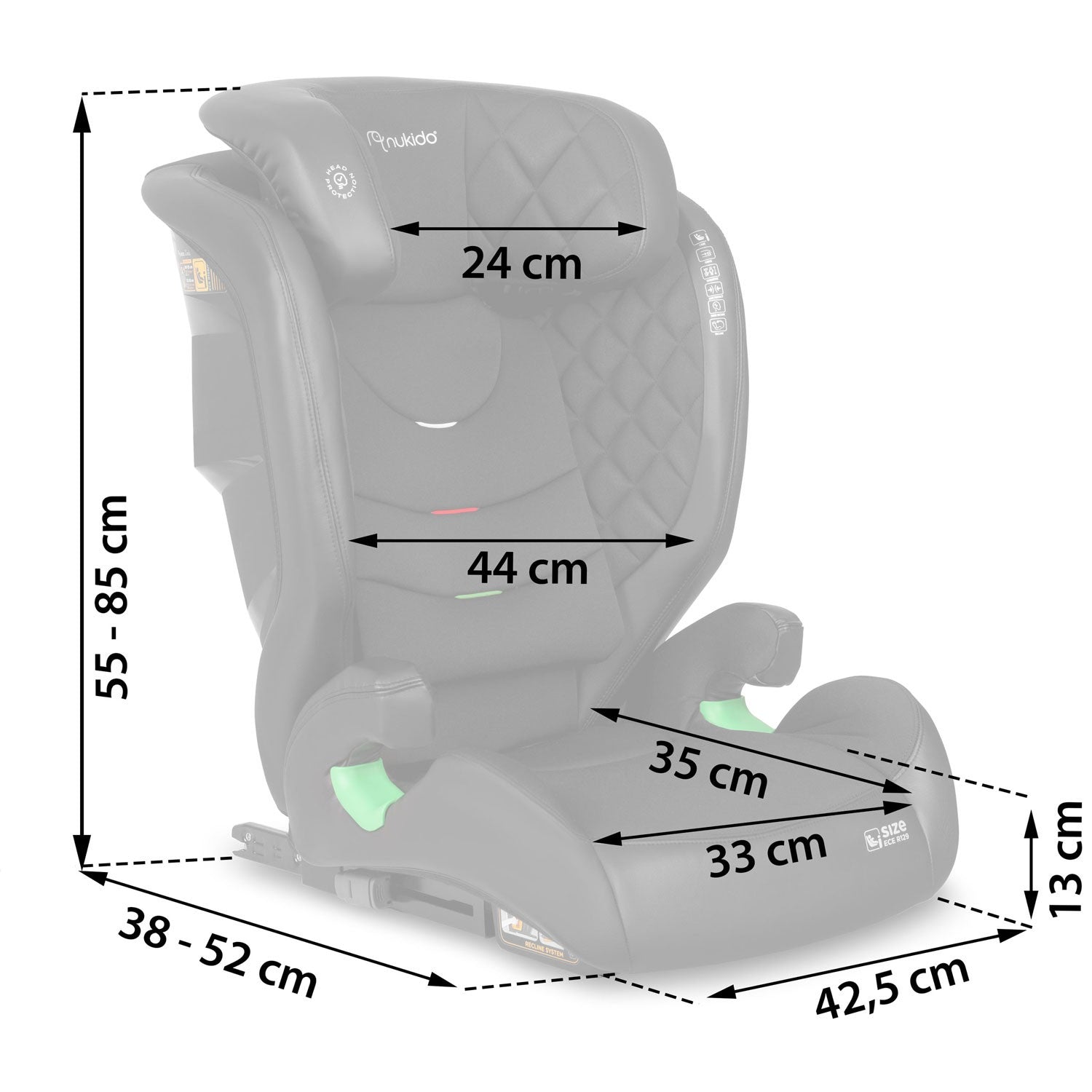 Nukido Louis juoda 15-36 kg ISOFIX automobilio sėdynė