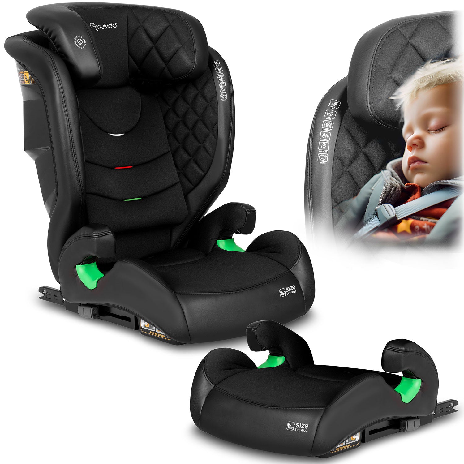 Nukido Louis juoda 15-36 kg ISOFIX automobilio sėdynė